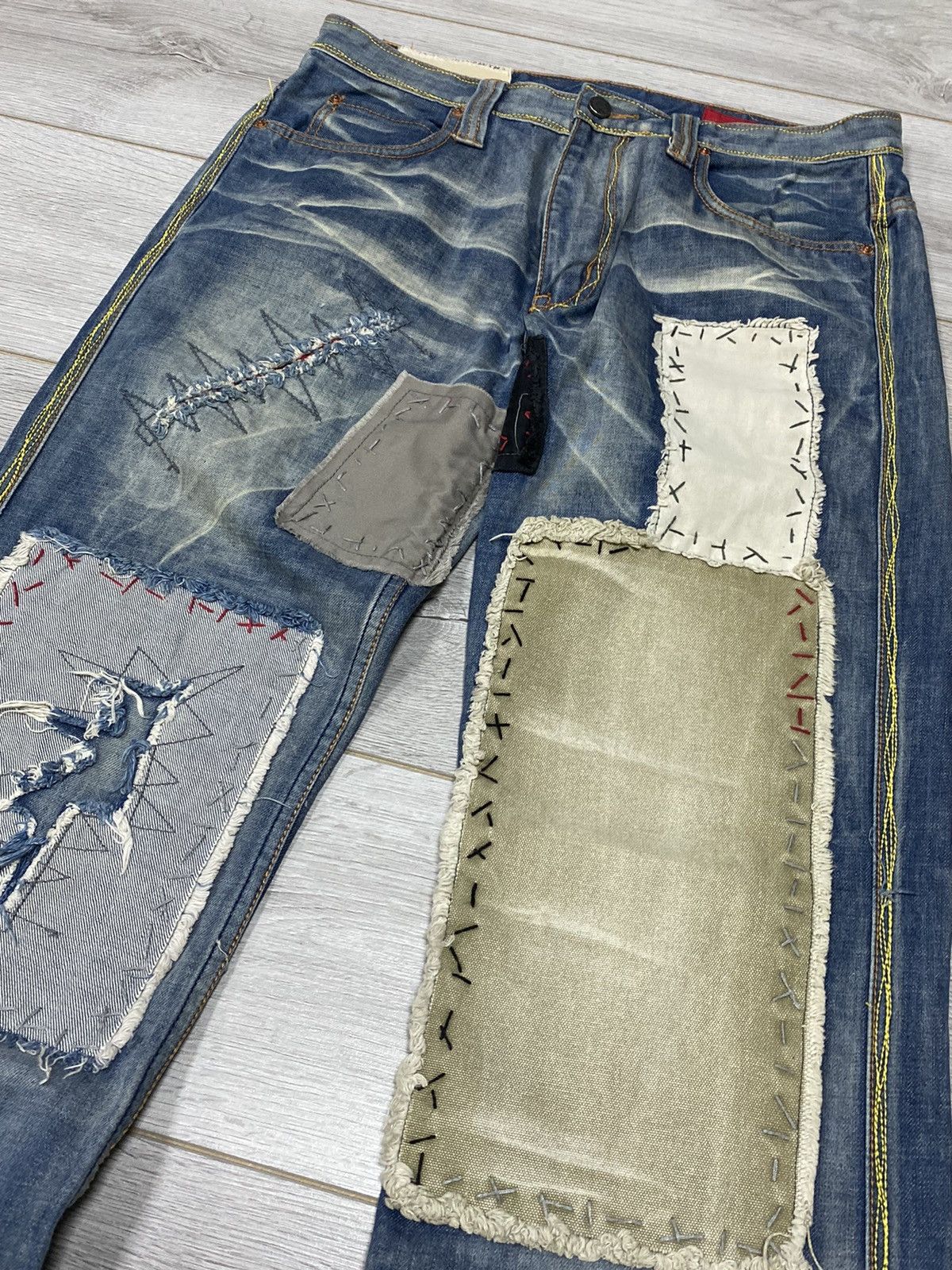 Vintage Tough jeansmith patchwork military denim jeans Size US 32 / EU 48 - 5 Thumbnail
