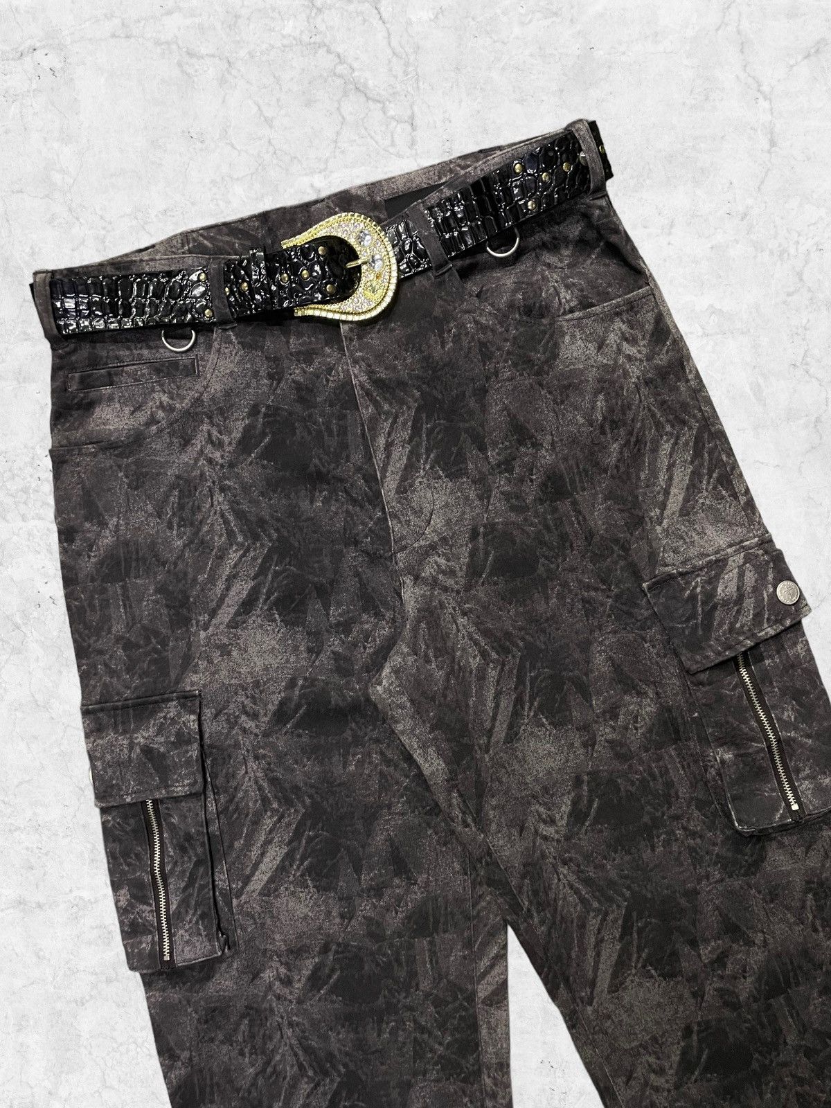 Designer × Japanese Brand × Vintage Slash Number Japan Smoke Cargo Pants With Belt Size US 32 / EU 48 - 6 Thumbnail