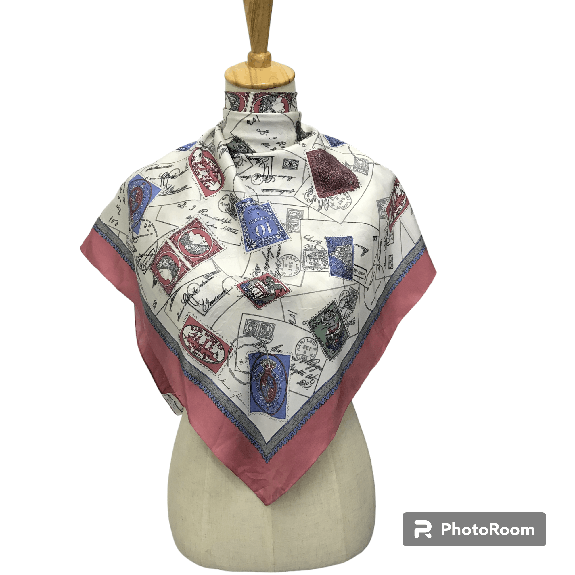 Vintage Ginnie Johansen Stamps Silk Scarf M108 Size ONE SIZE - 1 Thumbnail