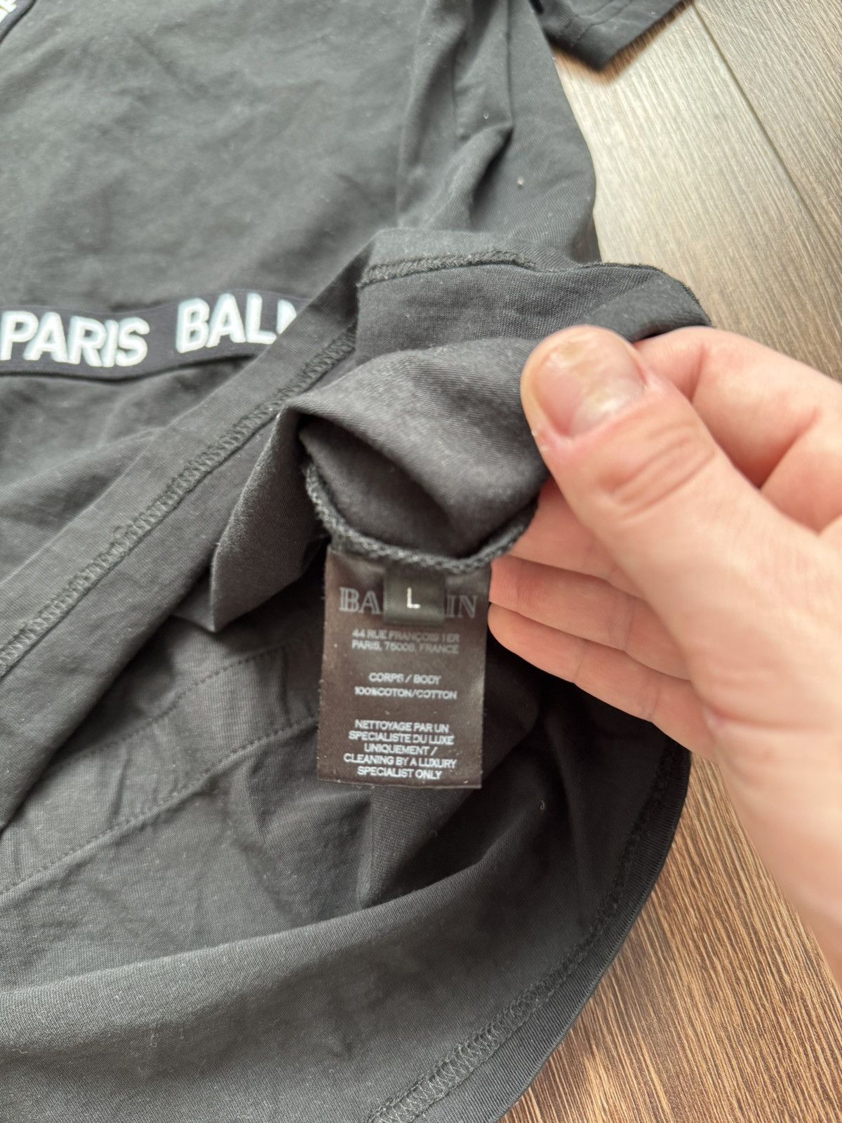 Balmain Balmain Paris men’s Logo Tape Diagonal Striped T-Shirt Black Size US L / EU 52-54 / 3 - 5 Thumbnail