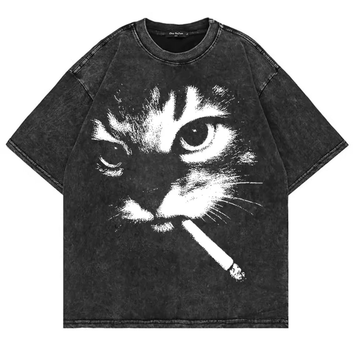 Japanese Brand High Street Smoking Cats Graphic Washed T-Shirt Size US XXL / EU 58 / 5 - 1 Thumbnail
