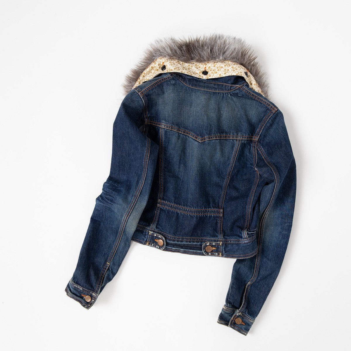 Abercrombie & Fitch Abercrombie Ezra Fitch Denim Jacket Faux Fur Collar Cropped Size M / US 6-8 / IT 42-44 - 3 Thumbnail