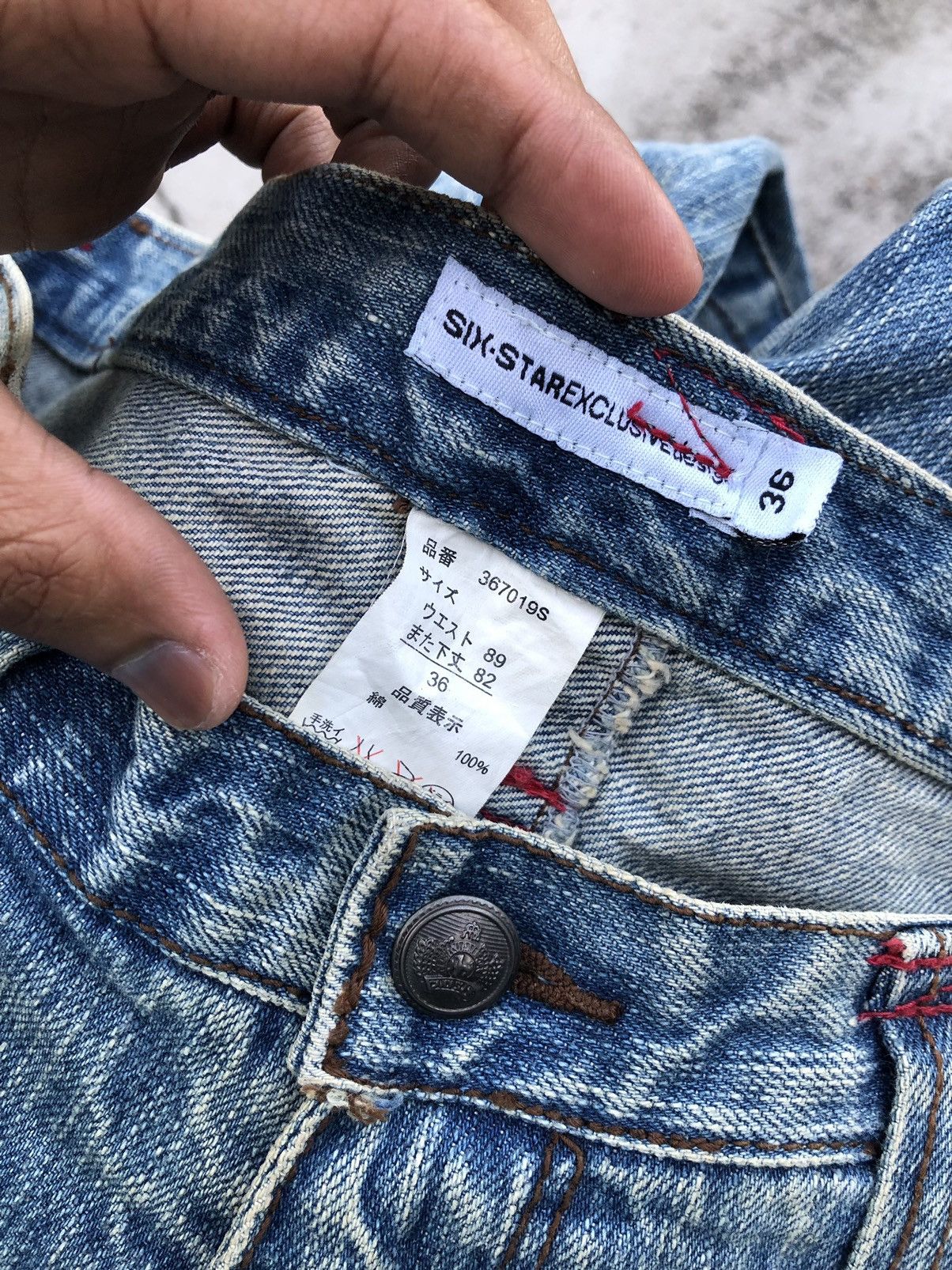 Japanese Brand ZIGZAG WASHED BLUE JEANS BY SIX STAREX EXCLUSIVE Size US 34 / EU 50 - 3 Thumbnail
