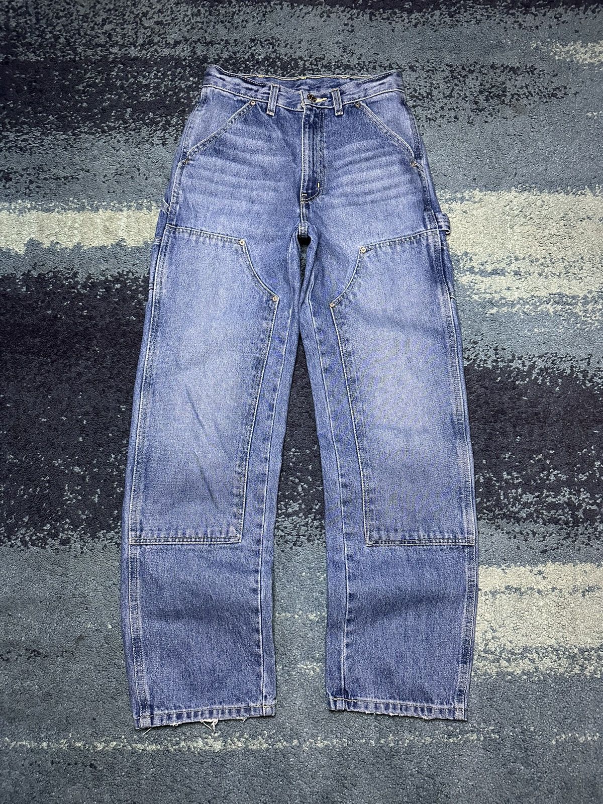 image of Denim Double Knee Pants Carhartt Style Faded Petite in Blue, Men's (Size 26)