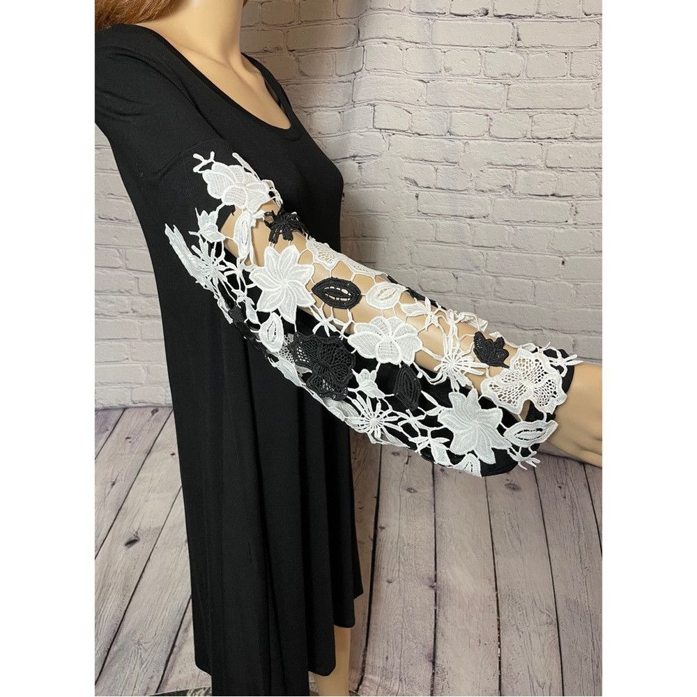 Other Spense Black Crochet Lace Long Sleeve Dress Size L Size L / US 10 / IT 46 - 4 Thumbnail