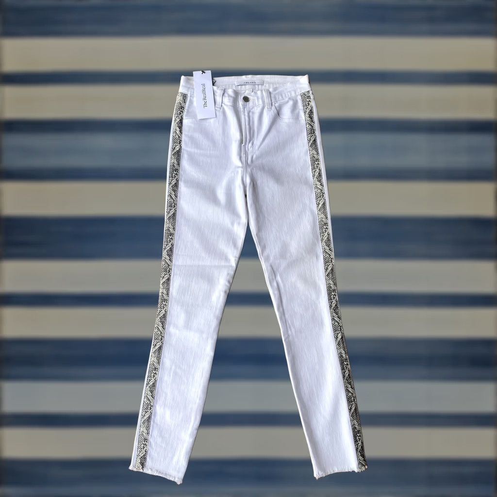 J Brand J Brand Snake Skin High Rise Skinny Jeans Alana Womens 24 White Size 42" / US 20 - 1 Thumbnail