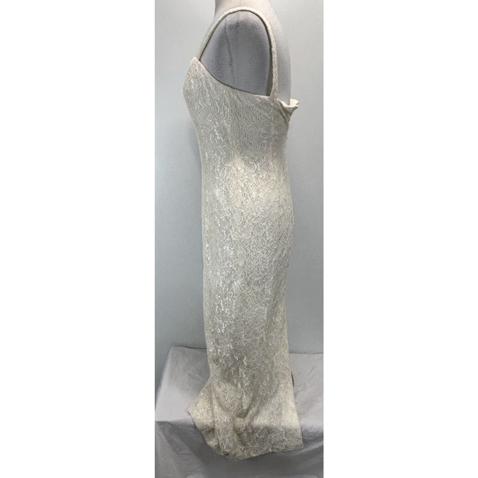 Alex Evenings Alex Evenings Dress Long Lace Overlay Maxi Sheath Ivory Square Neck Zip Back Wedding 6 Womens Size M / US 6-8 / IT 42-44 - 2 Thumbnail