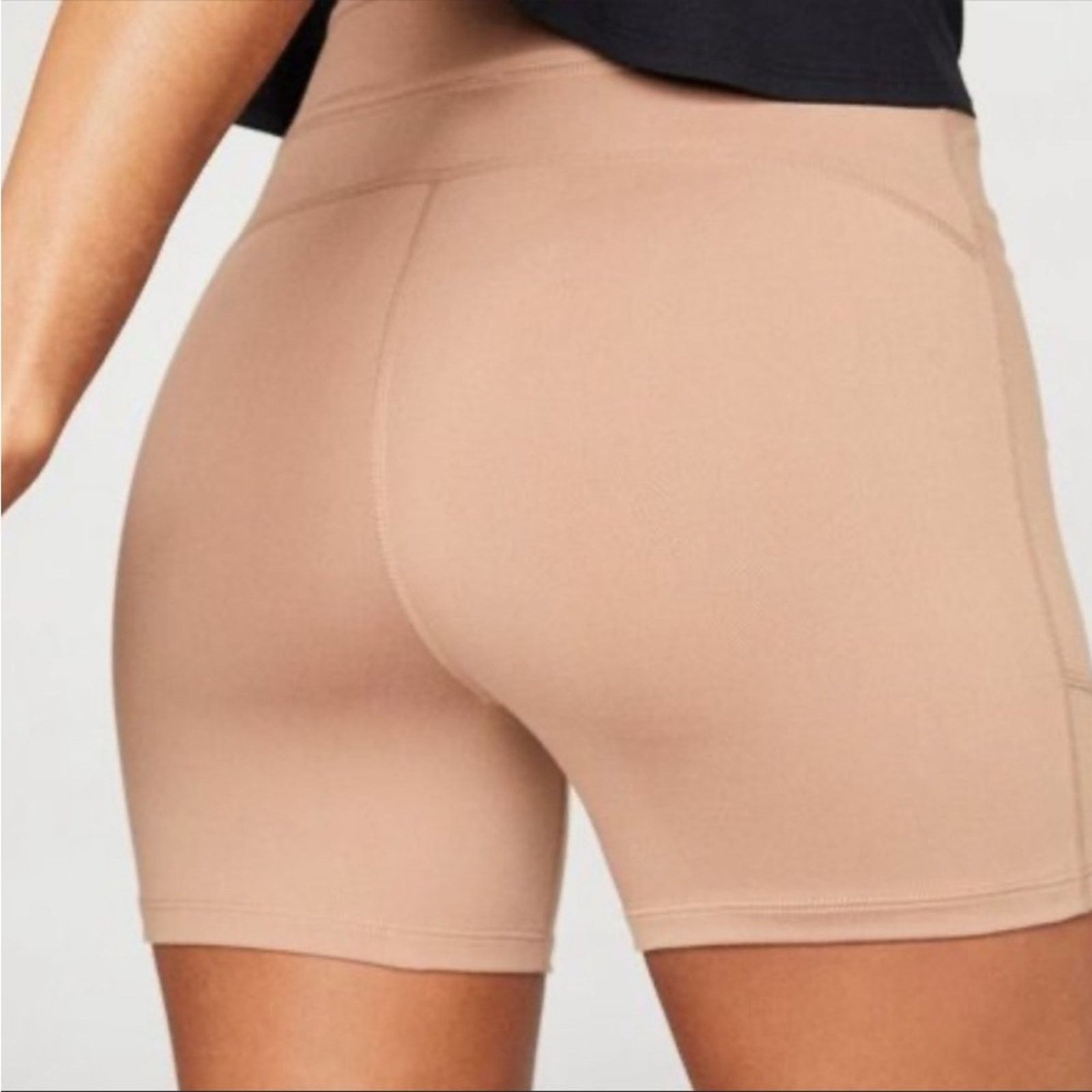 Free People NEW FREE PEOPLE MOVEMENT Tan Beige Coffee Biker Short Shorts Size 28" / US 6 / IT 42 - 2 Thumbnail