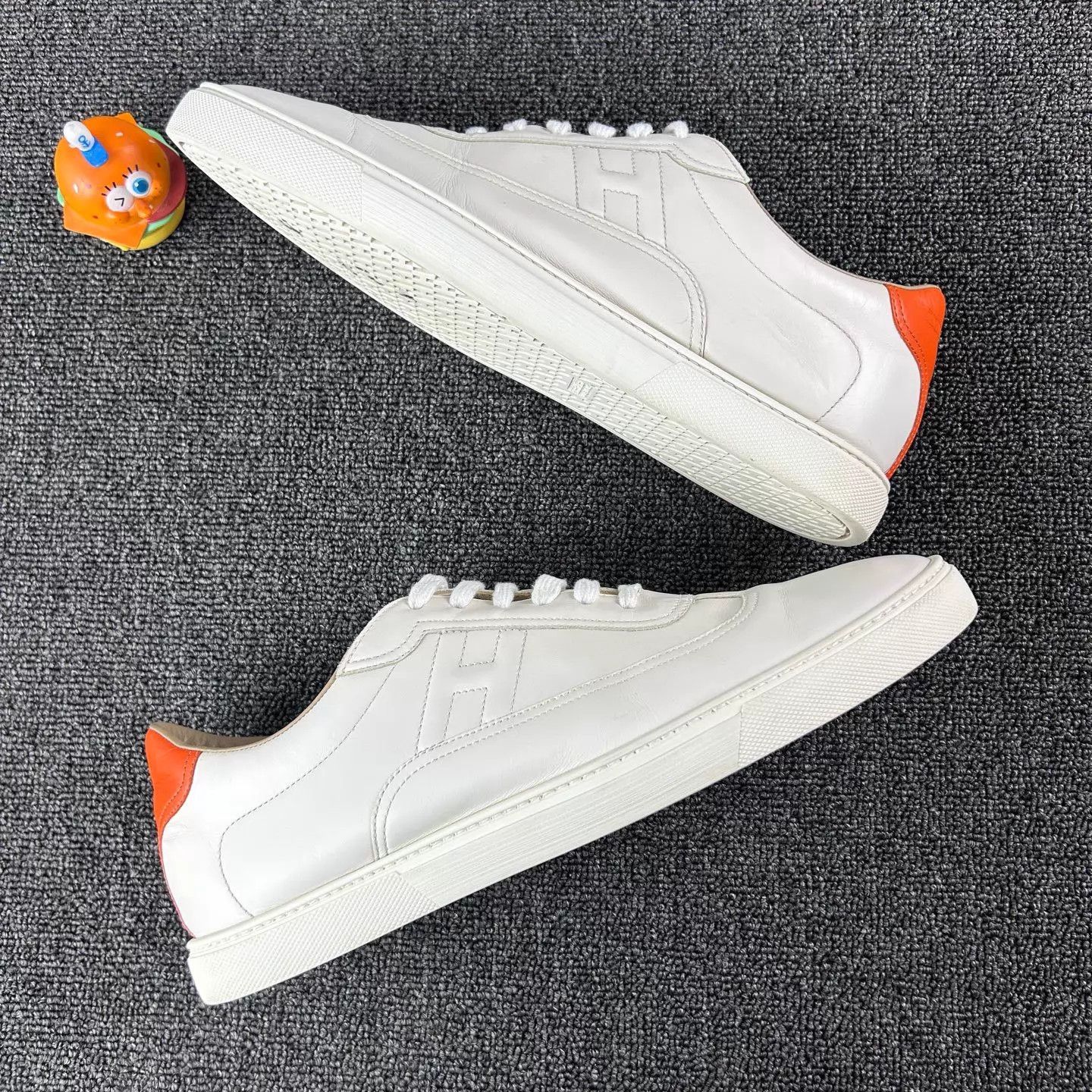 Hermes Hermes White Color Blocked Logo Sneakers Size 44.5 Size US 11.5 / EU 44-45 - 4 Thumbnail