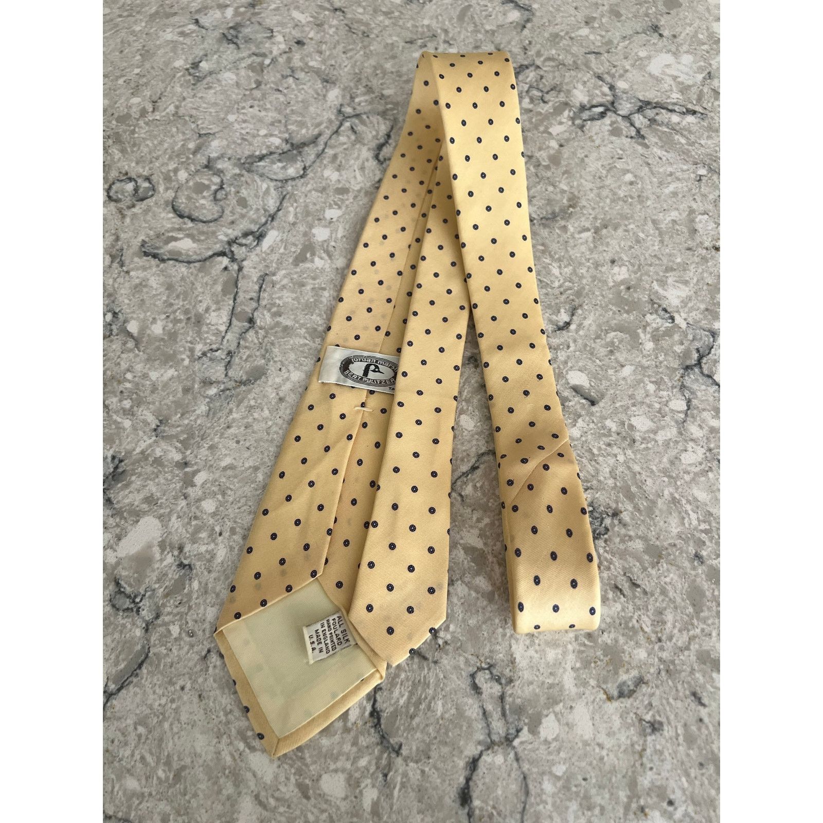 Vintage Vintage Bert Pulitzer Men's Silk Neck Tie Yellow Blue Dots Size ONE SIZE - 4 Thumbnail