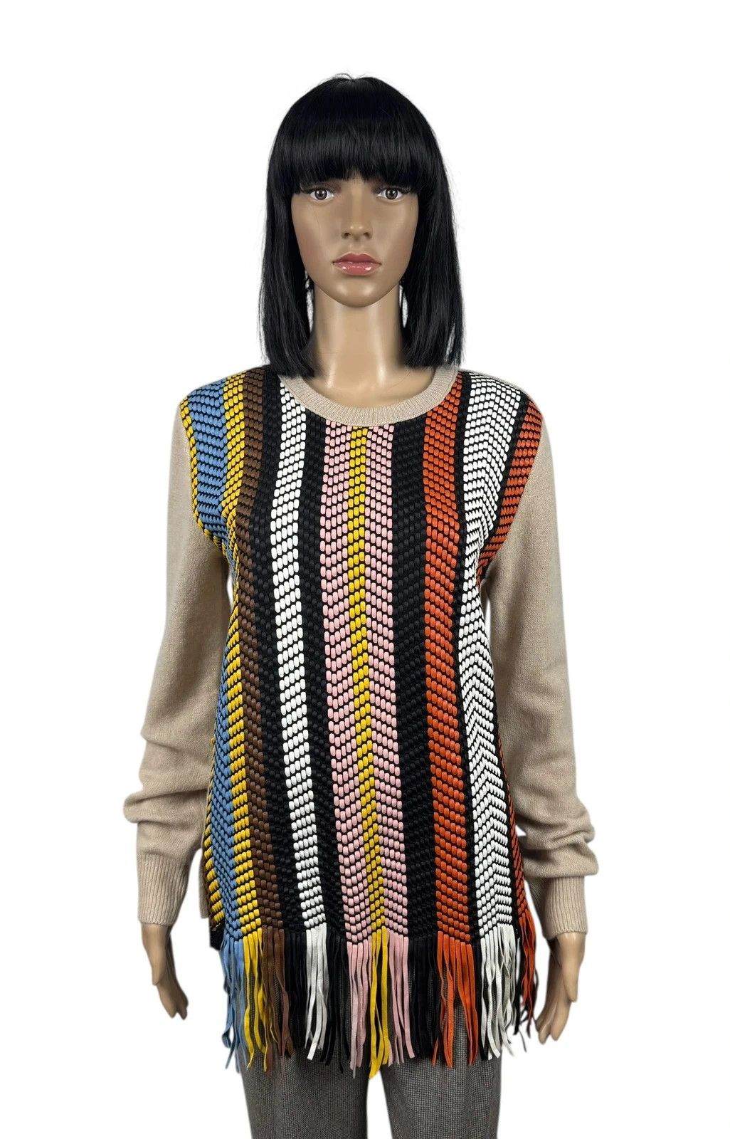 Tory Burch Tory Burch Sweater Wool Cashmere Leather Front Woven size M Size M / US 6-8 / IT 42-44 - 1 Thumbnail