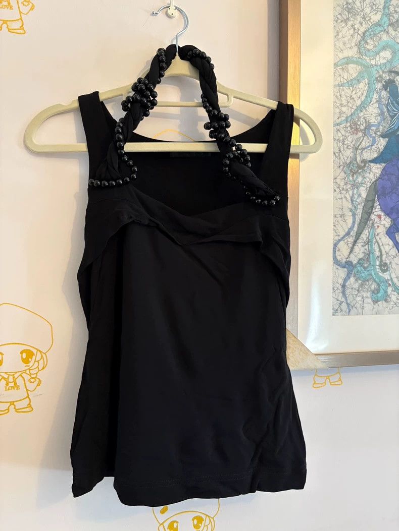 Helmut Lang HELMUT LANG Dark Design Black Decorated Neckband Top Size M / US 6-8 / IT 42-44 - 1 Thumbnail