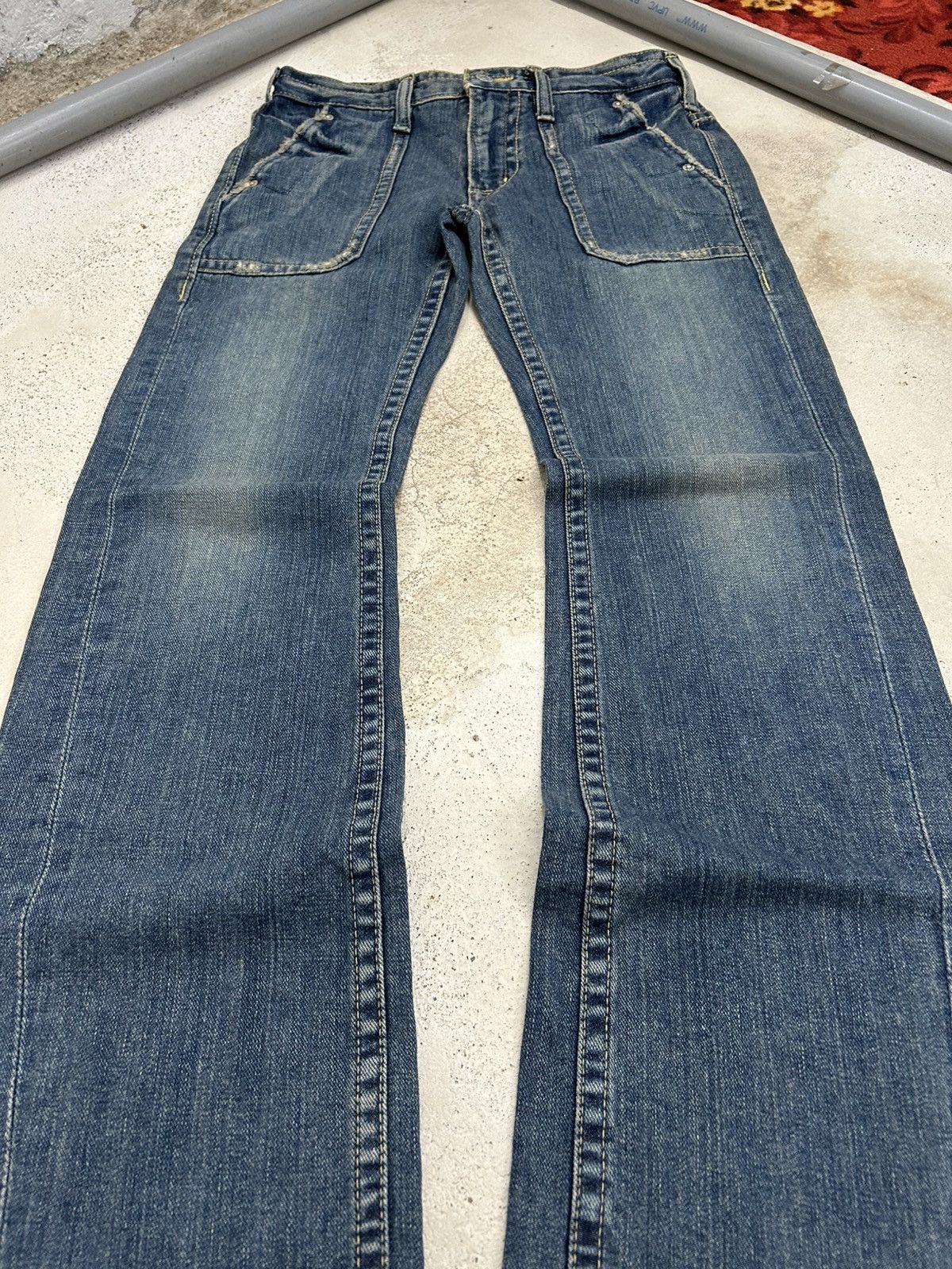 GOSTAR DE FUGA × Hysteric Glamour × Japanese Brand Brappers Jean Flare Rectangular Pocket Distressed Denim Size US 29 - 5 Thumbnail