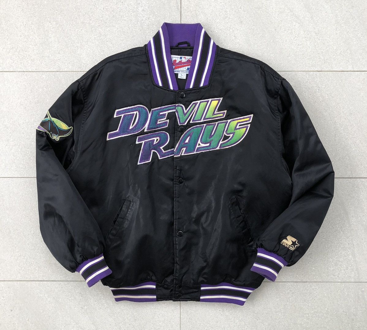 Starter Vintage Starter Diamond Collection Devil Rays Bomber Jacket Size US L / EU 52-54 / 3 - 3 Thumbnail