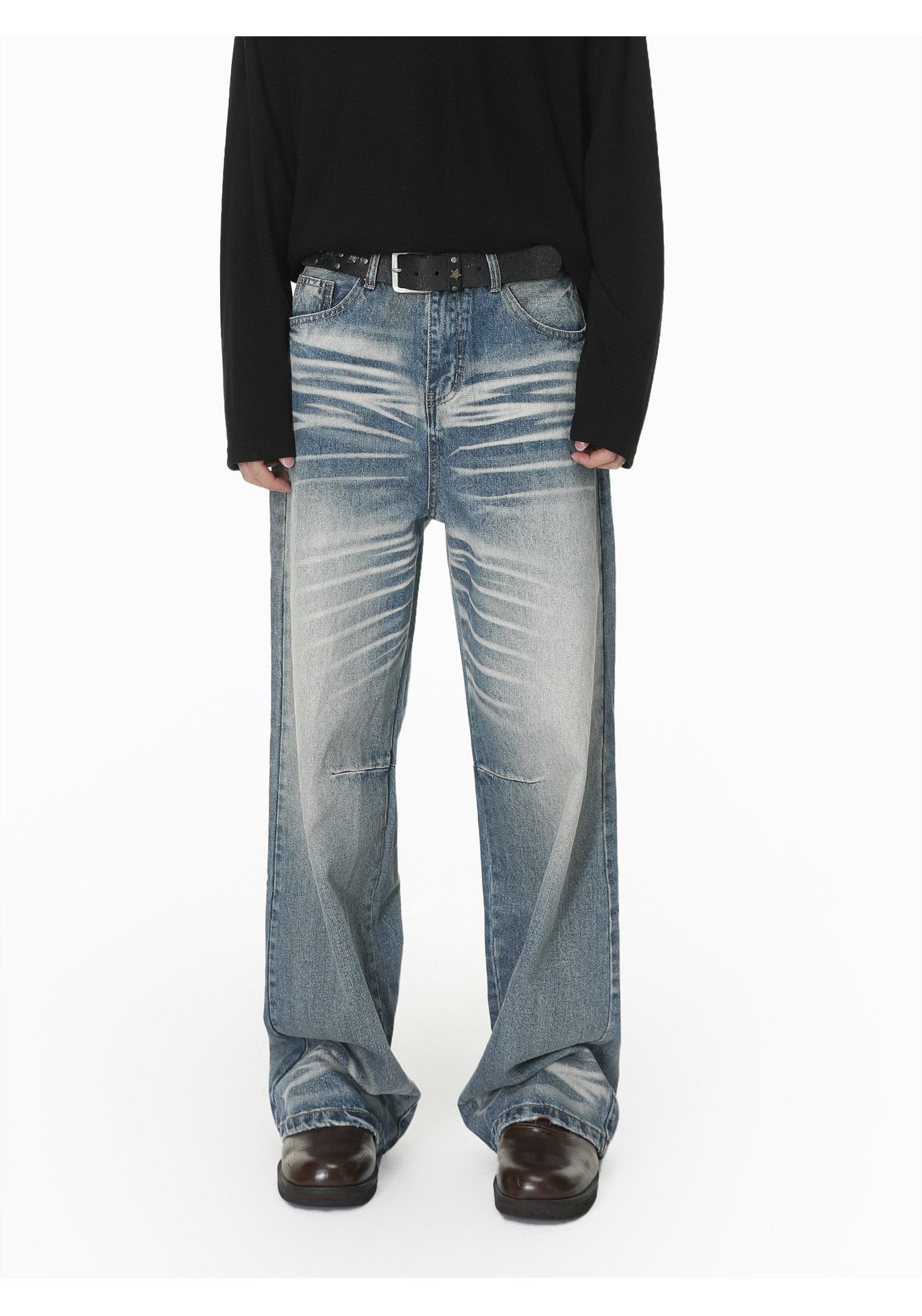 Japanese Brand Men's Cleanfit Washed & Distressed Straight-Leg Jeans Size US 32 / EU 48 - 1 Thumbnail