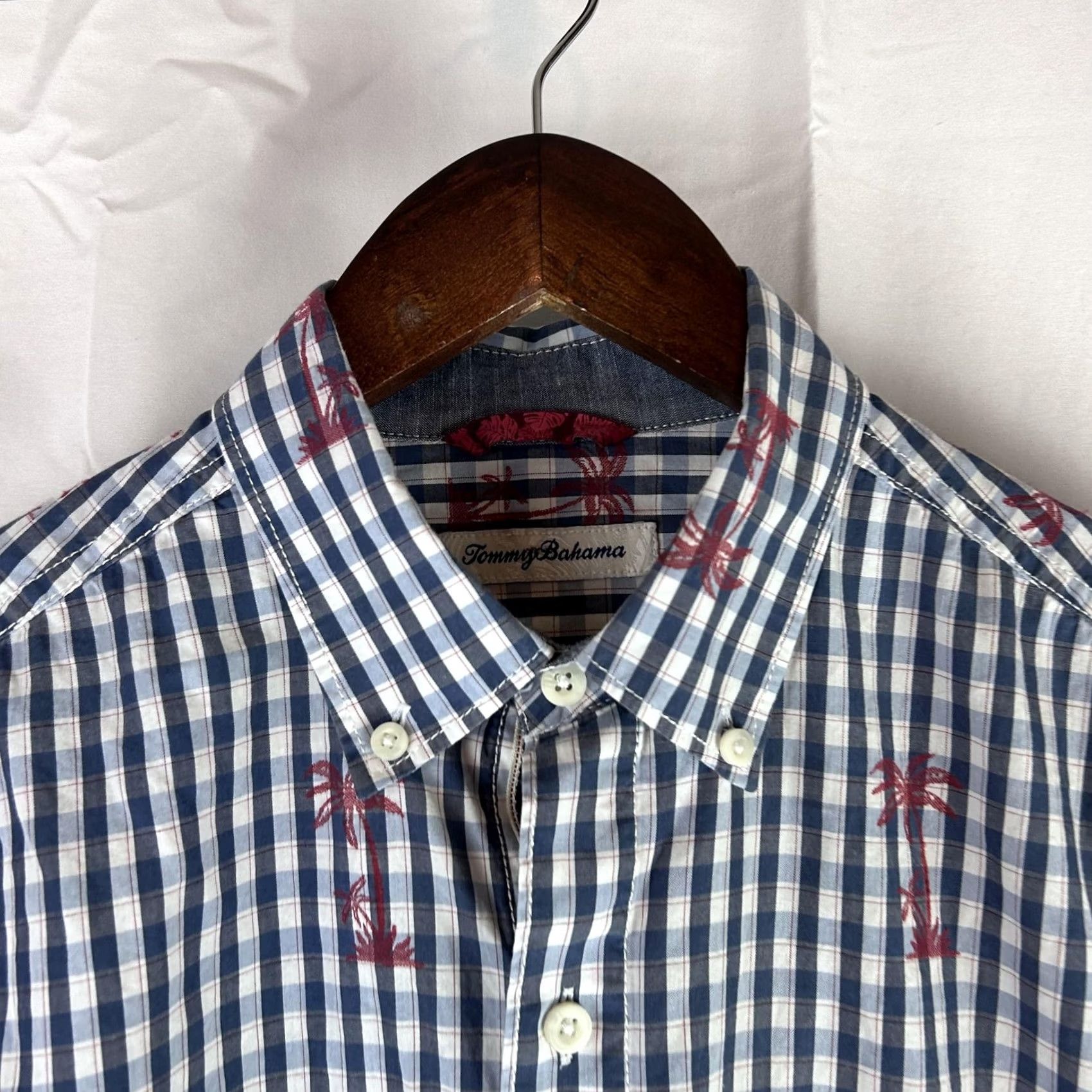 Tommy Bahama Tommy Bahama Shirt Mens S Blue White Gingham Palm Tree Button-Down Cotton Size US S / EU 44-46 / 1 - 3 Thumbnail