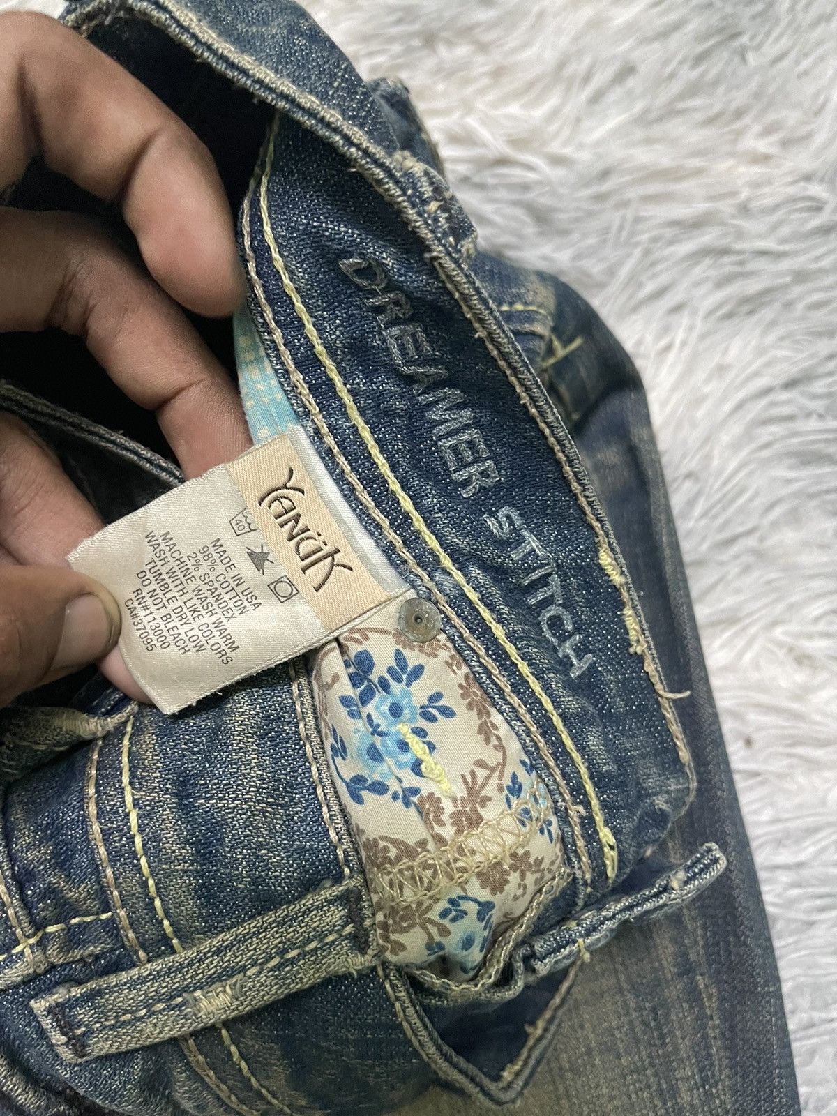 20471120 90s YANUK FLARE JEANS DISTRESSED DESIGN Size US 30 / EU 46 - 9 Thumbnail