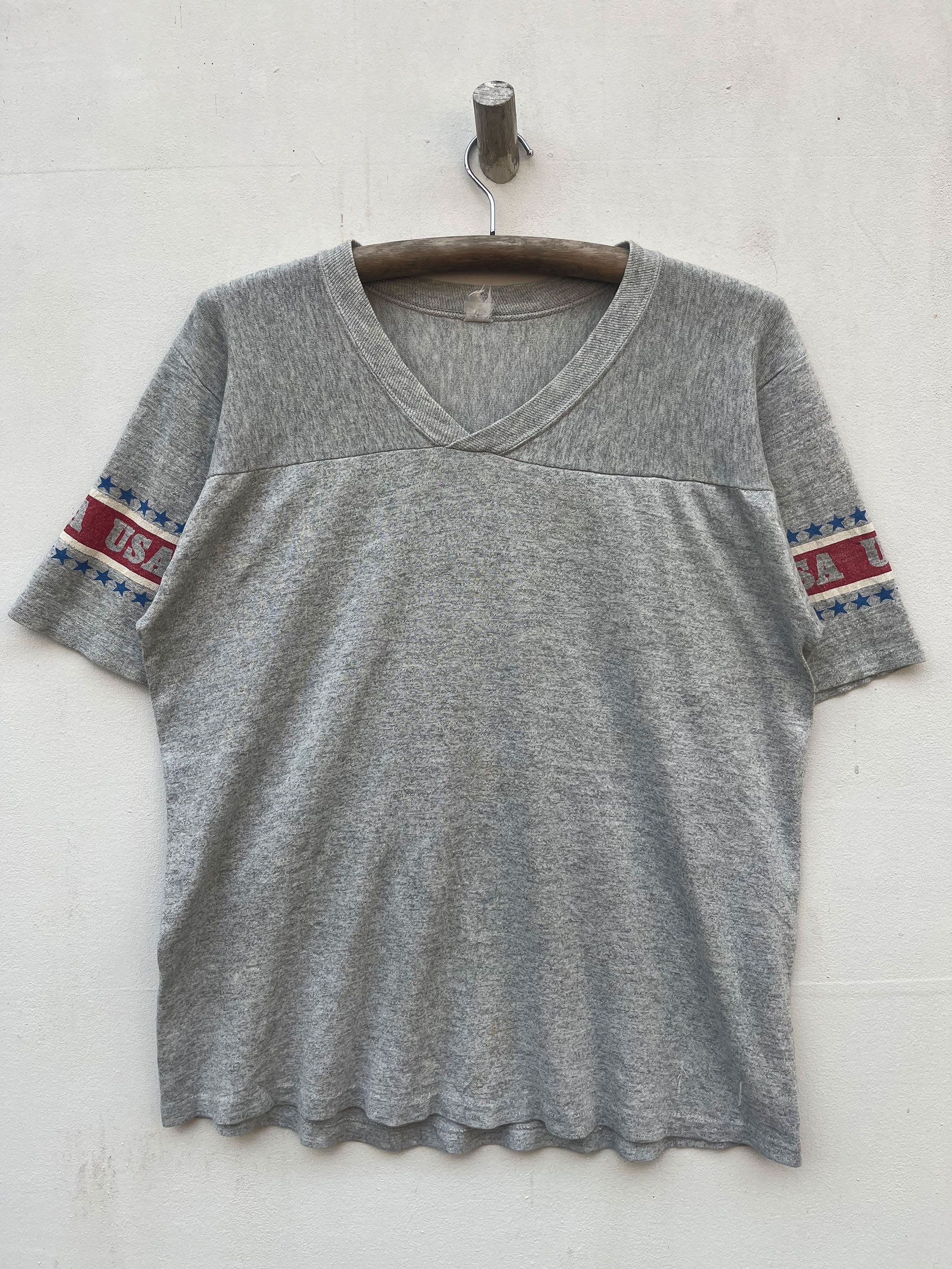 Vintage 70s 80s Vintage Star Stripes Usa Paper Thin Single Stitching Size US L / EU 52-54 / 3 - 1 Thumbnail
