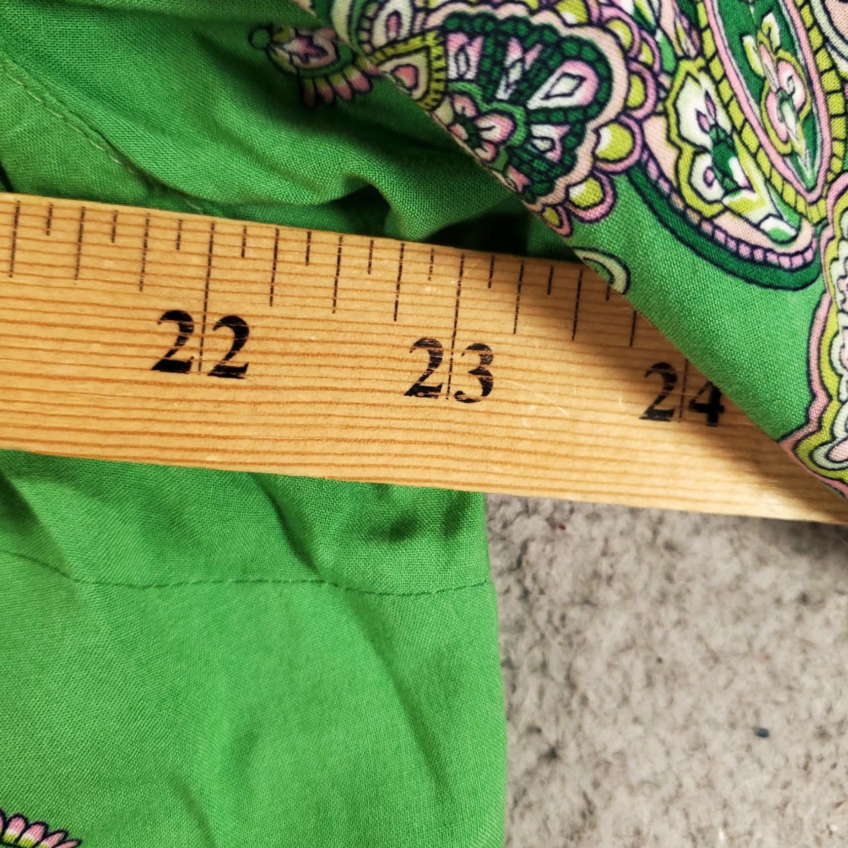 J. Jill J. Jill Boho Tunic Womens Large Green Lightweight V-Neck Top Print Geometric Rayon Blouse Size L / US 10 / IT 46 - 5 Thumbnail