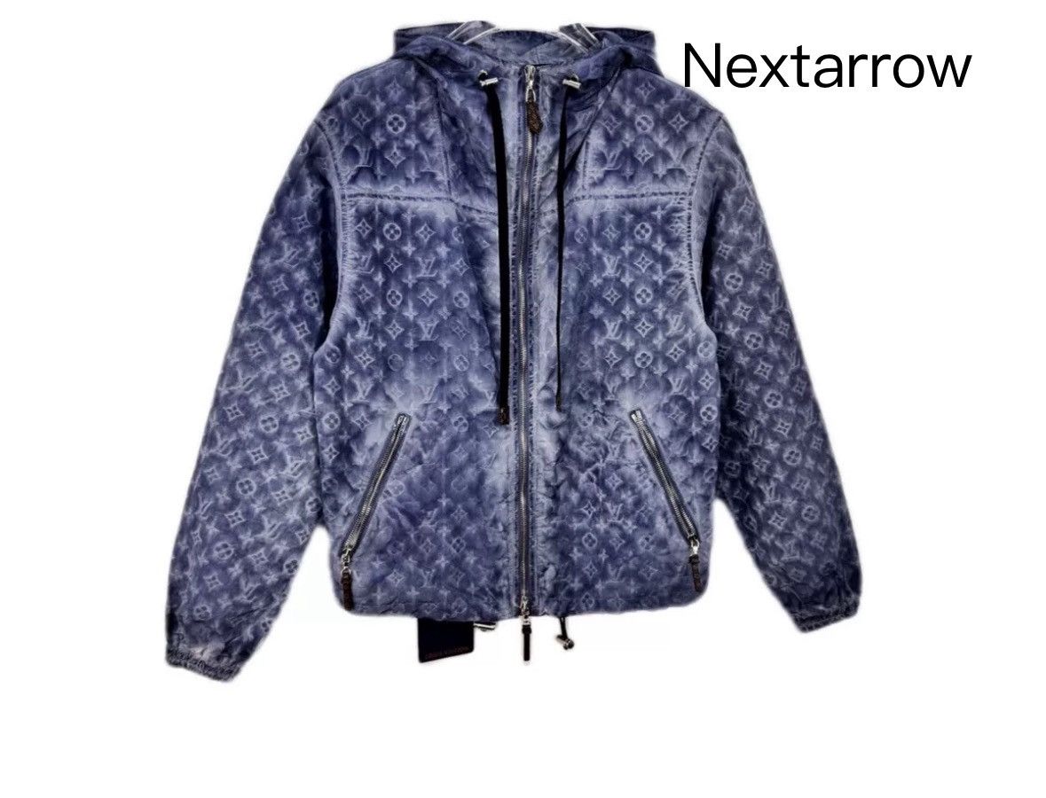 Louis Vuitton Blue gray full printed logo hooded jacket