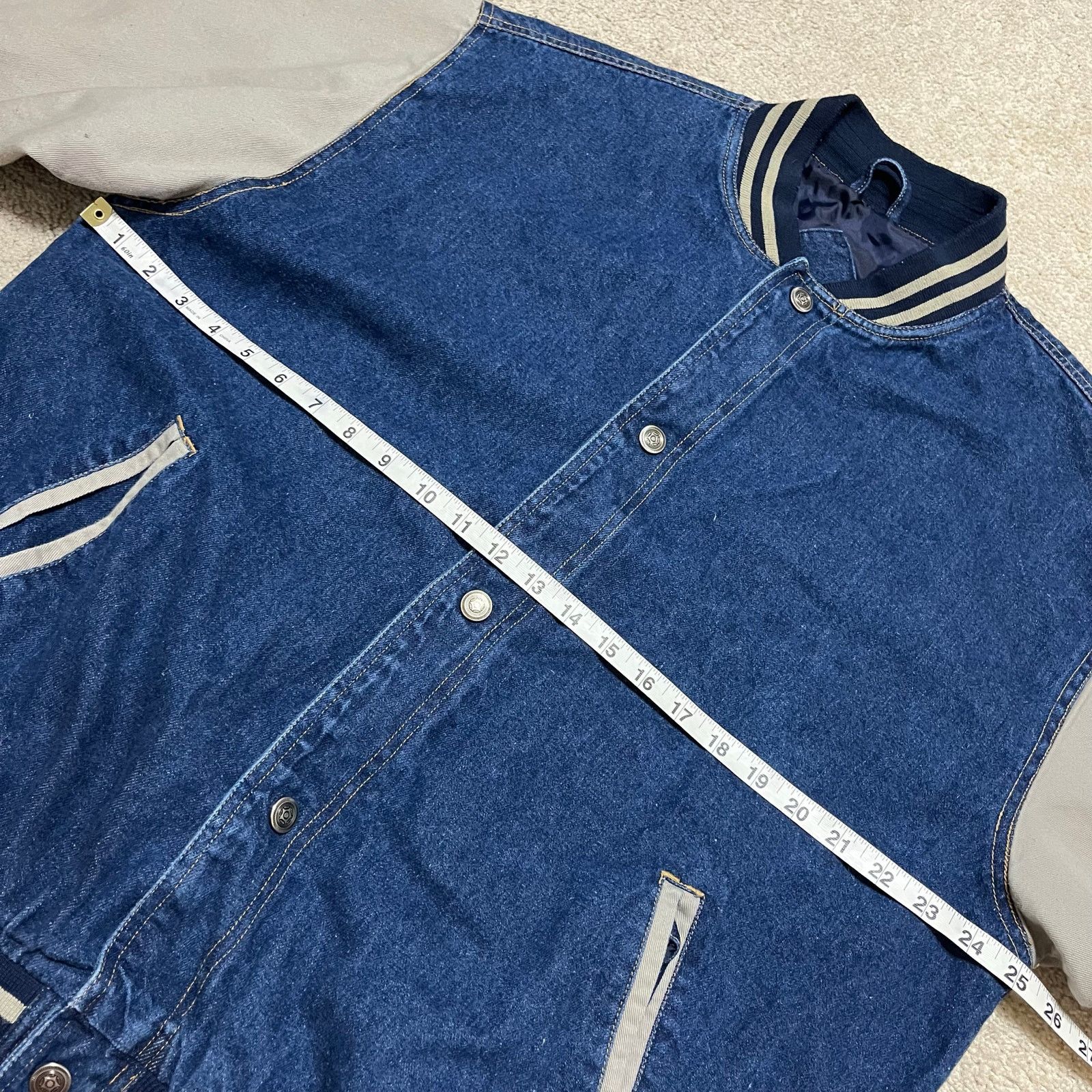 Other Vintage Jon Lauren Apparel Denim Canvas Sleeve Bomber Jacket Size US L / EU 52-54 / 3 - 6 Thumbnail