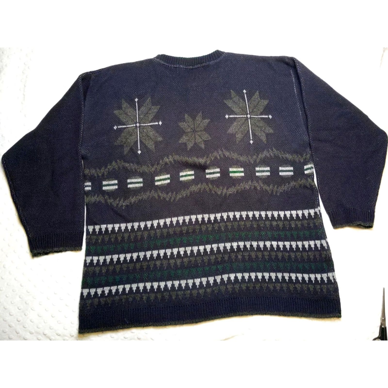 Vintage Vintage River Trader Sweater Mens L Navy Blue Geometric Crew Neck 90s Grunge Winter Fall Knit Pullover Regular Modern Vintage Theme Men Size US L / EU 52-54 / 3 - 7 Thumbnail