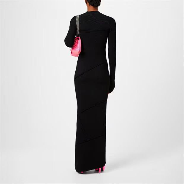 Balenciaga o1g2r1mq0924 Spiral Ribbed Maxi Dress in Black Size S / US 4 / IT 40 - 3 Thumbnail