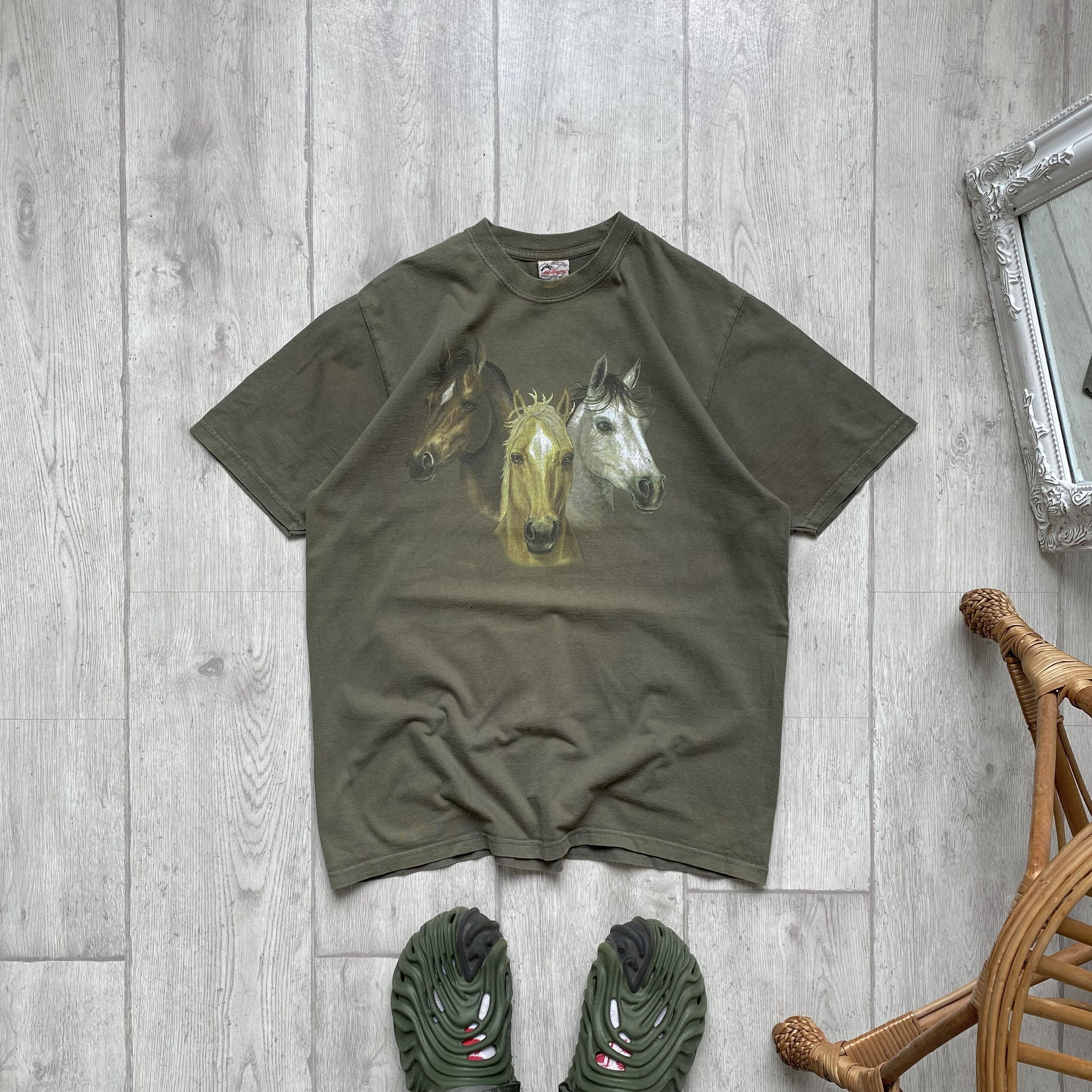 Hanes 🐴 Vintage 90s Animal Horse Faded tee mountain t-shirt Size US S / EU 44-46 / 1 - 1 Thumbnail