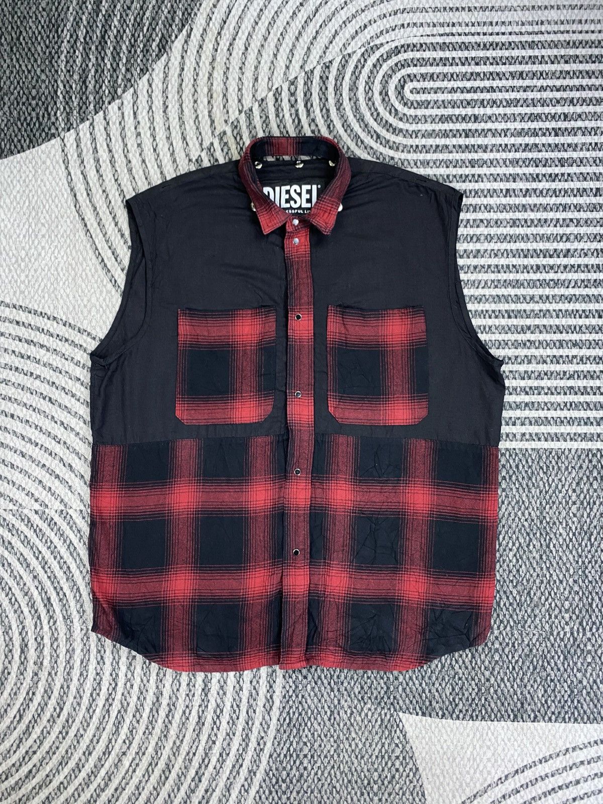 Diesel Vintage Diesel Sleeveless Button Down Red Checked Shirt Size US XL / EU 56 / 4 - 1 Thumbnail