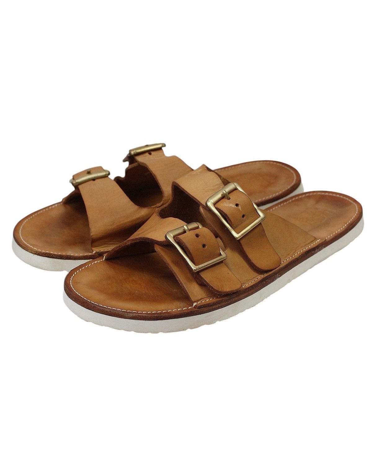 Designer × Japanese Brand × Vintage SS2018 WITH AGINGCCC DOUBLE BUCKLE LEATHER SANDALS Size US 8 / EU 41 - 1 Thumbnail