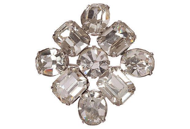 Designer Square Clear Rhinestone Pin Size ONE SIZE - 1 Thumbnail