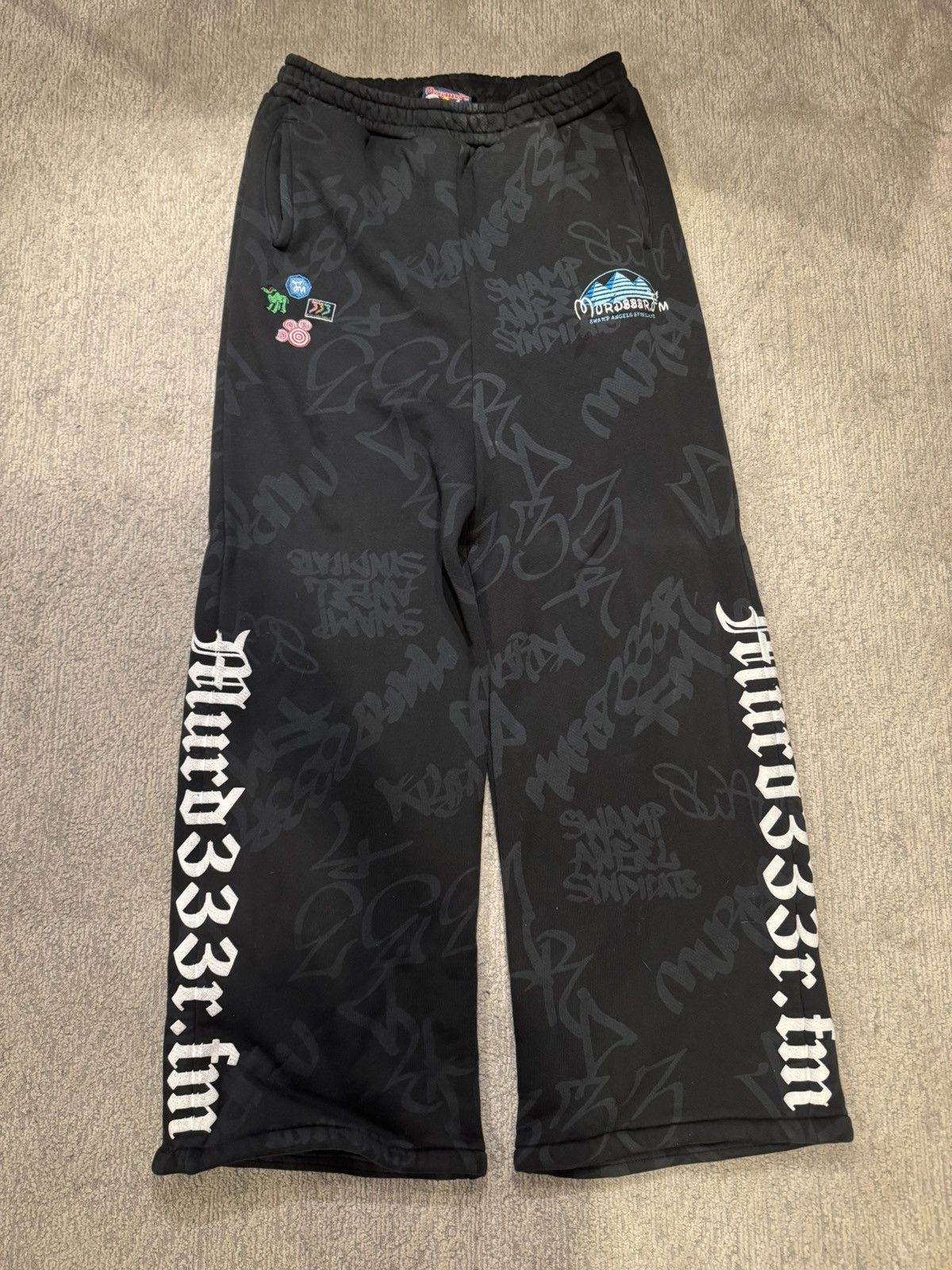 murd333r.fm MURD333R.FM BLACK DISN333 SWEATPANTS SIZE XL Size US 32 / EU 48 - 1 Thumbnail