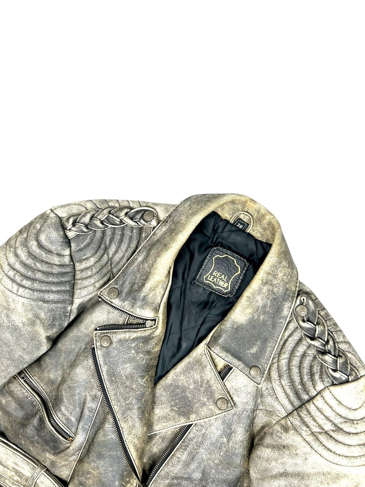 Genuine Leather Vintage Faded Leather Jacket Grunge Biker Moto Harley Style Size XS / US 0-2 / IT 36-38 - 4 Thumbnail