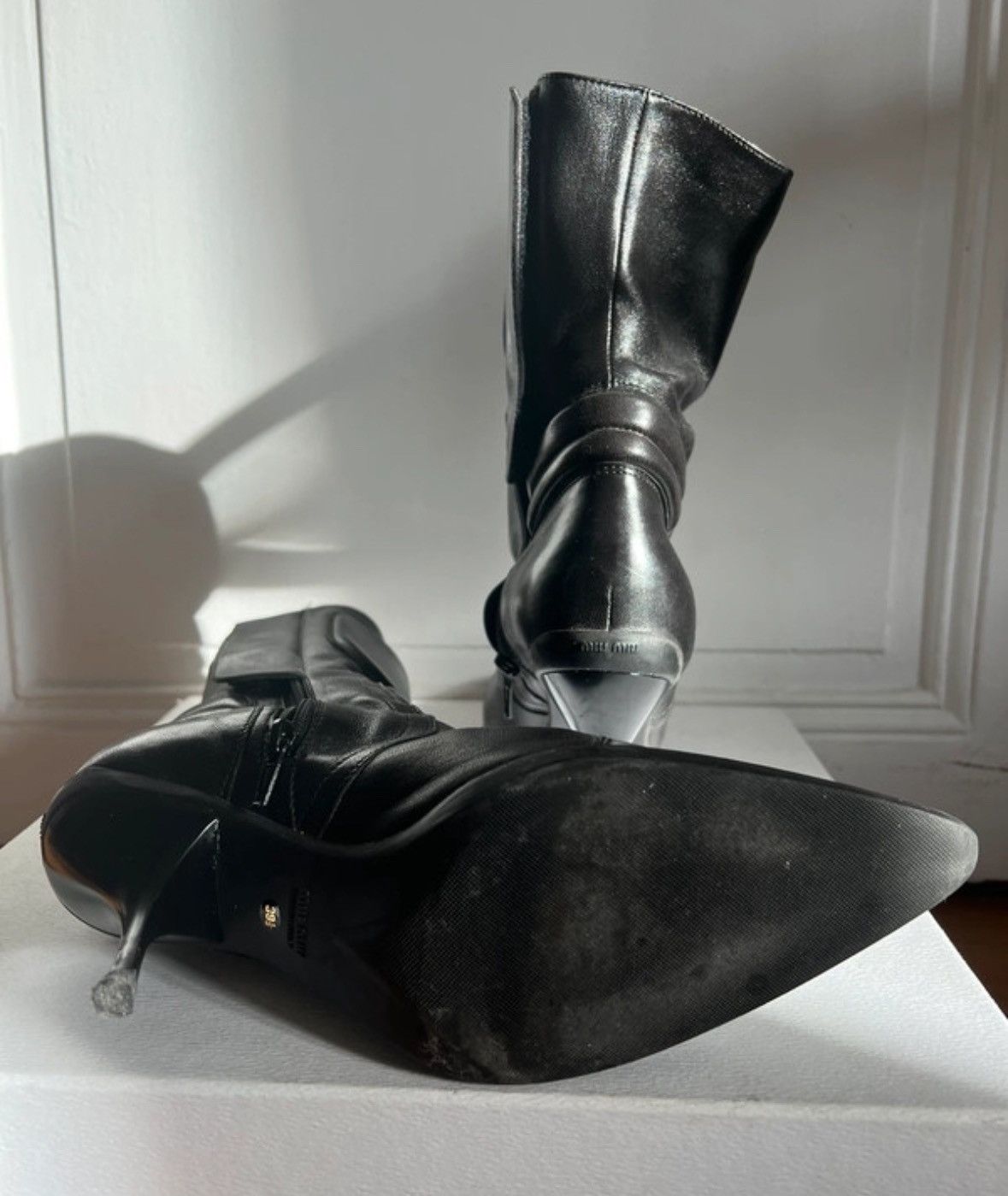 Miu Miu VINTAGE LEATHER MOTO BOOTS Size US 9.5 / IT 39.5 - 7 Thumbnail