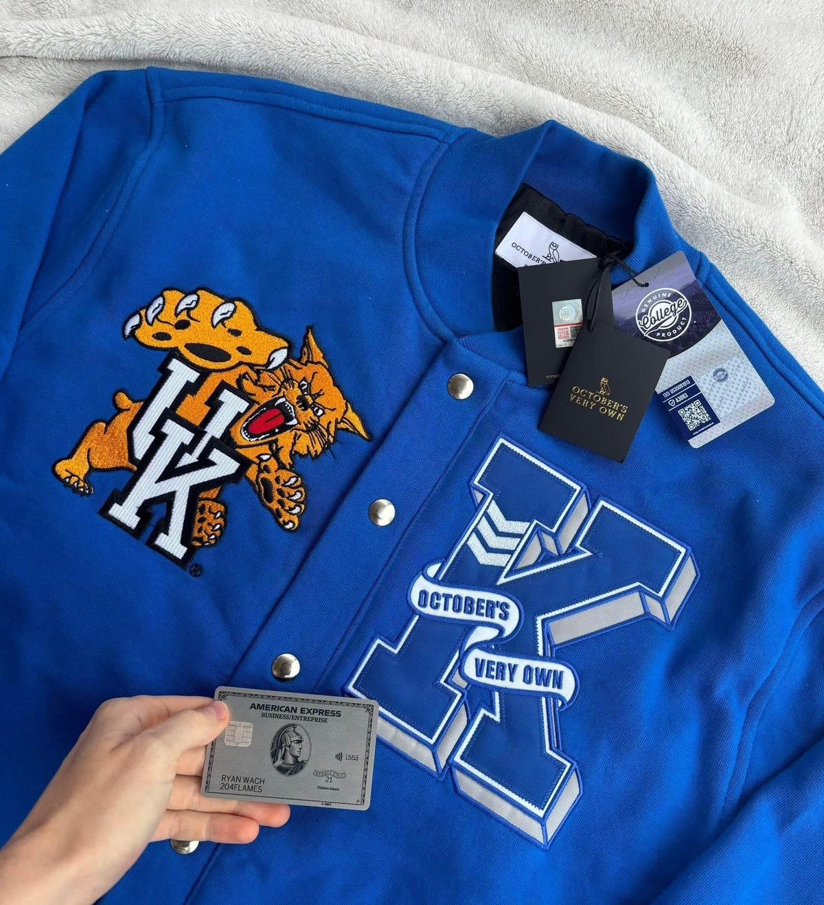 October's Very Own OVO x Wildcats Blue Fleece Varsity Jacket Size US M / EU 48-50 / 2 - 2 Thumbnail