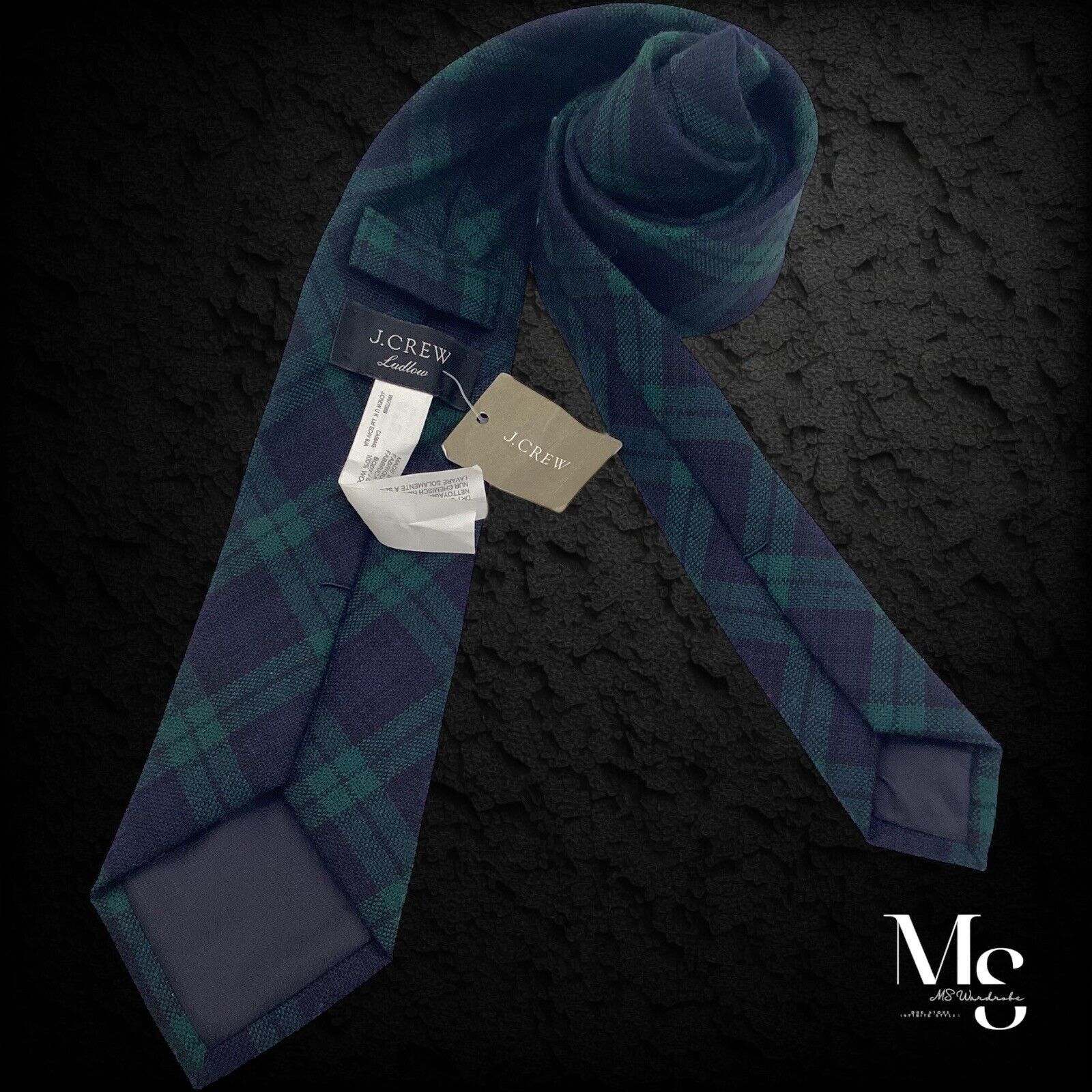 J.Crew $62 J.CREW Blue PLaid Wool Tie Made In USA W: 3.9" NWT Size ONE SIZE - 2 Thumbnail