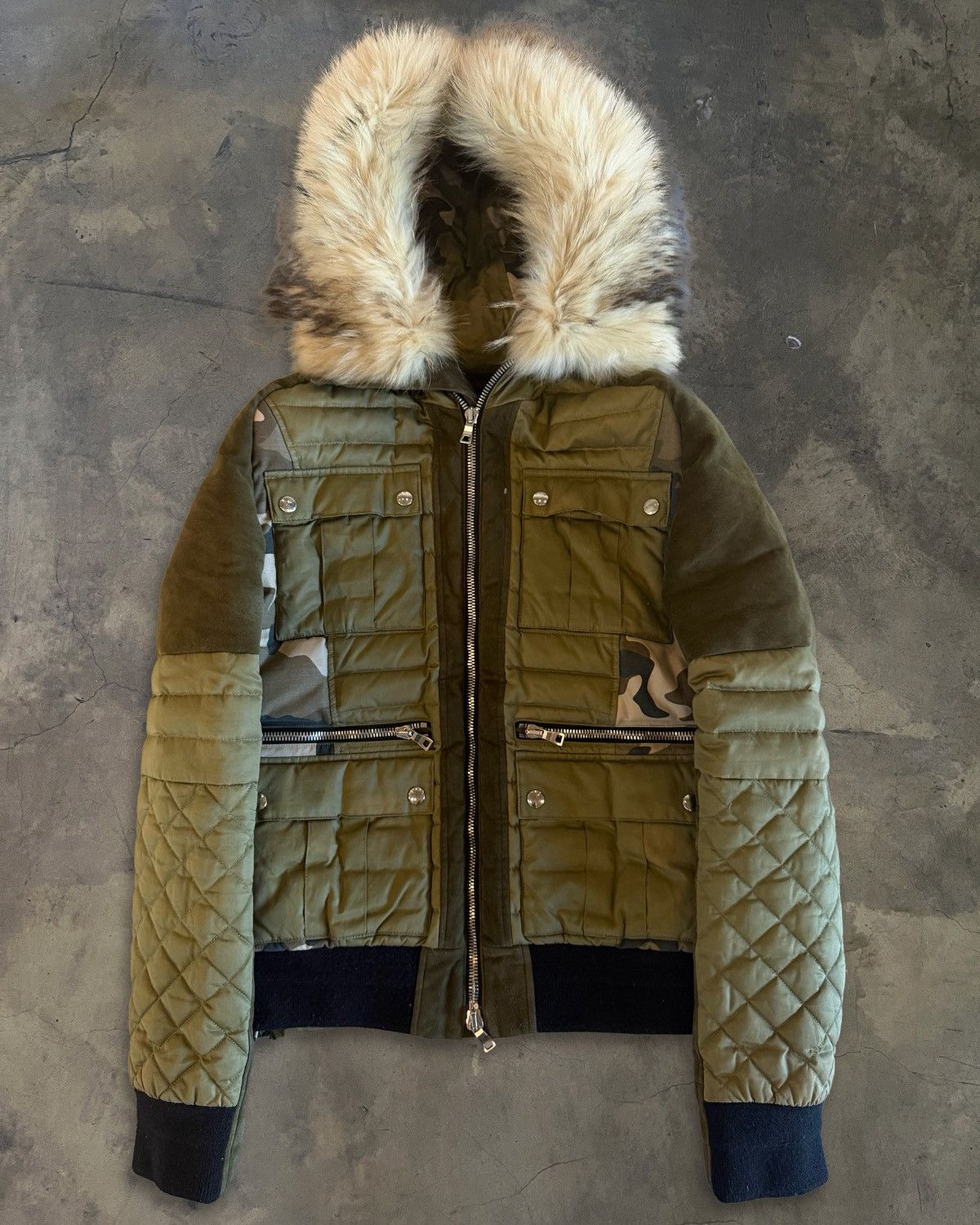 Balmain BALMAIN AW2014 FUR TRIM CAMO PRINT QUILTED JACKET Size US M / EU 48-50 / 2 - 1 Thumbnail