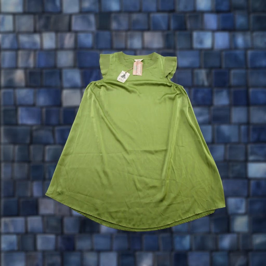 Vintage Easel Shirt Dress Green Midi Sleeveless Womens Size L Preppy NEW Size L / US 10 / IT 46 - 1 Thumbnail