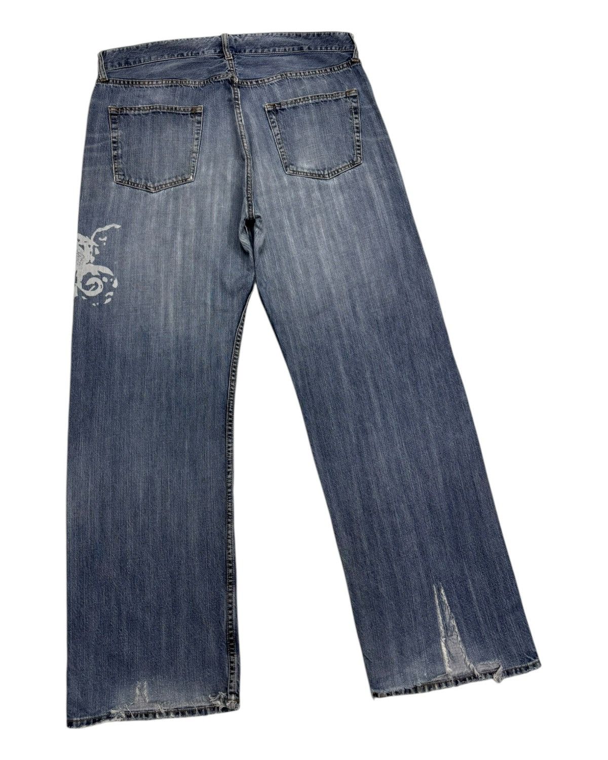 If Six Was Nine Vintage Japanese Karakuri Tamashii Style Dragon Baggy Jeans Size US 37 - 7 Thumbnail