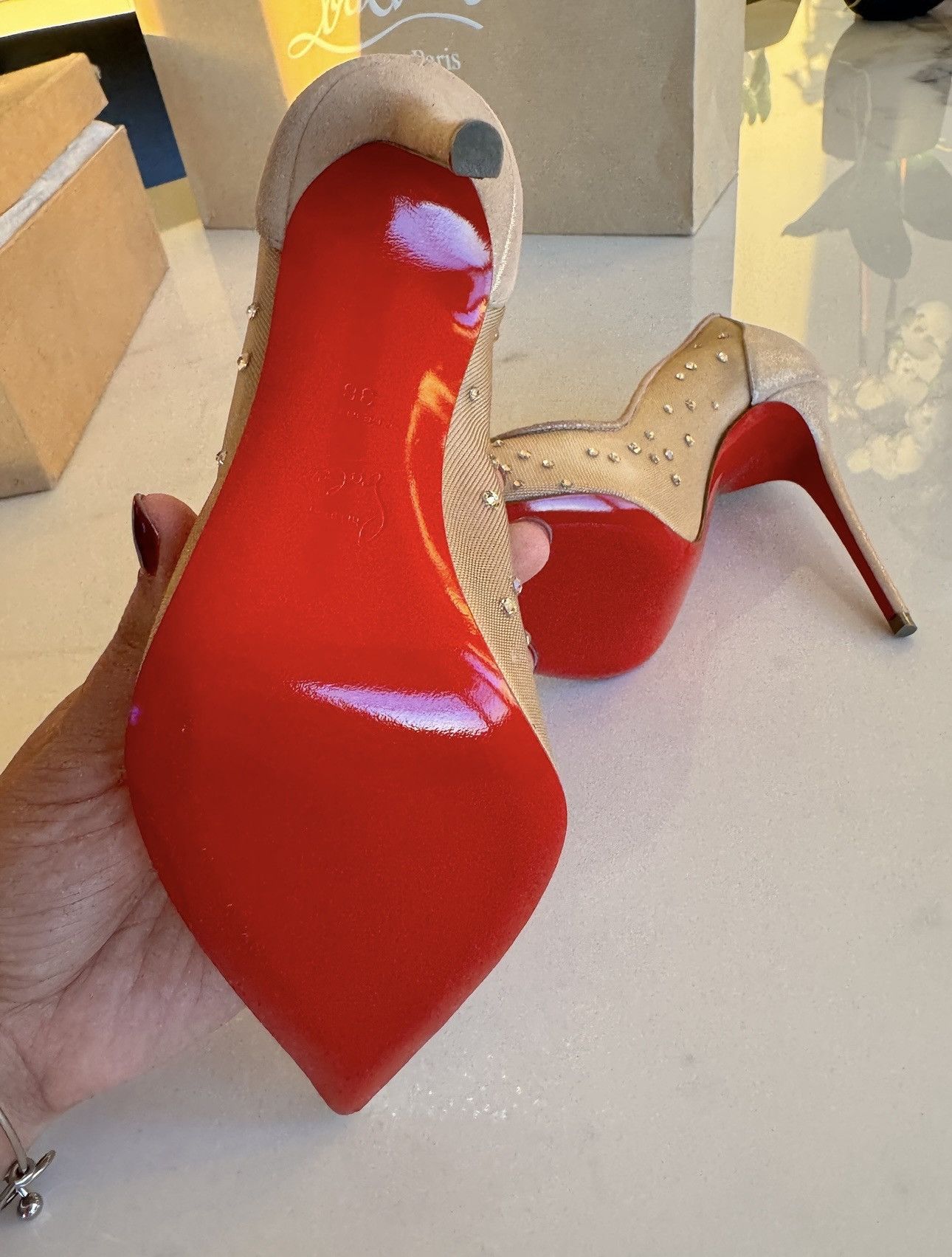 Christian Louboutin Christian Louboutin Follies Strass - Nude | Size 36 Size US 6 / IT 36 - 3 Thumbnail