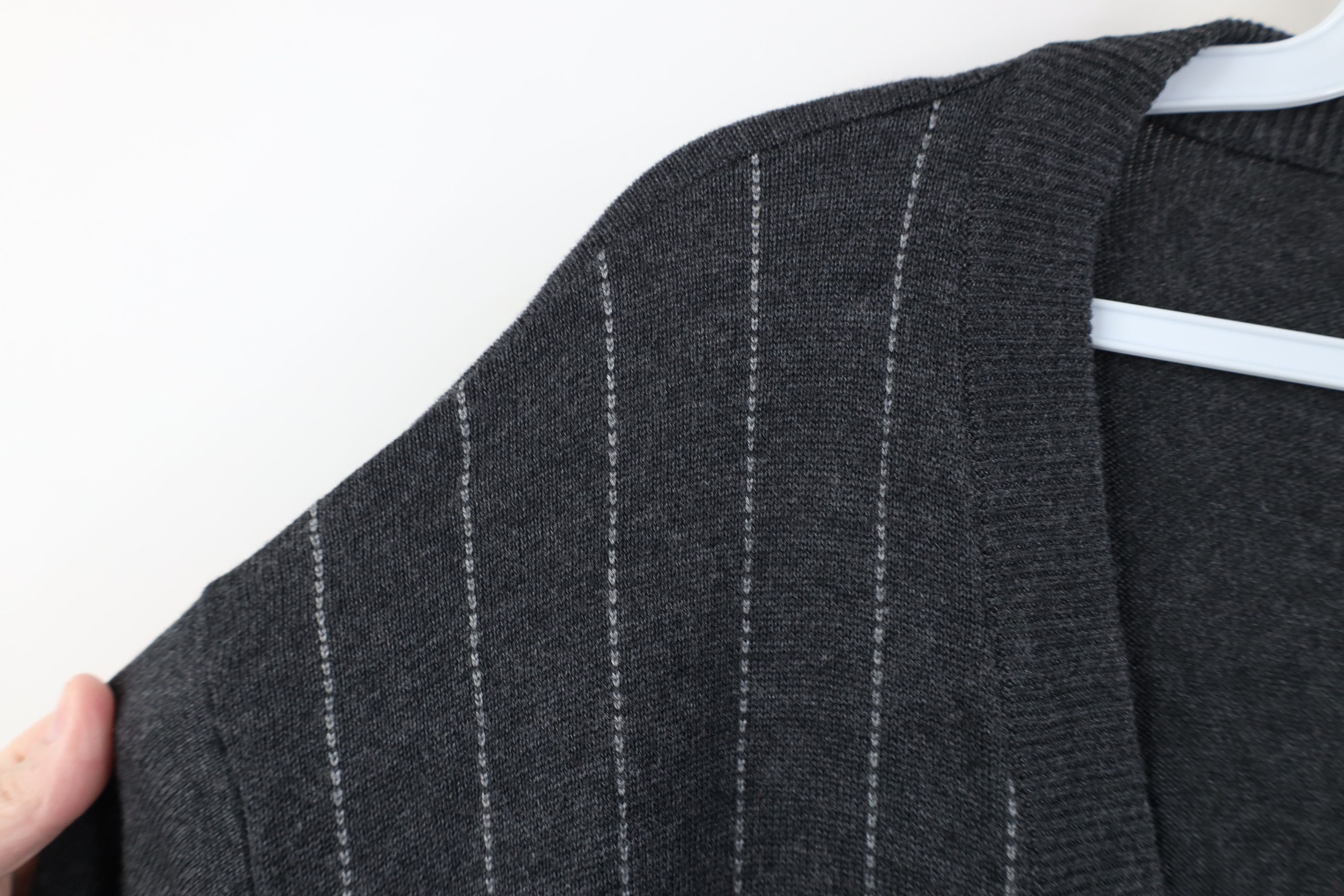 Vintage Vintage 90s Streetwear Striped Knit Cardigan Sweater Gray Size US XXL / EU 58 / 5 - 5 Thumbnail