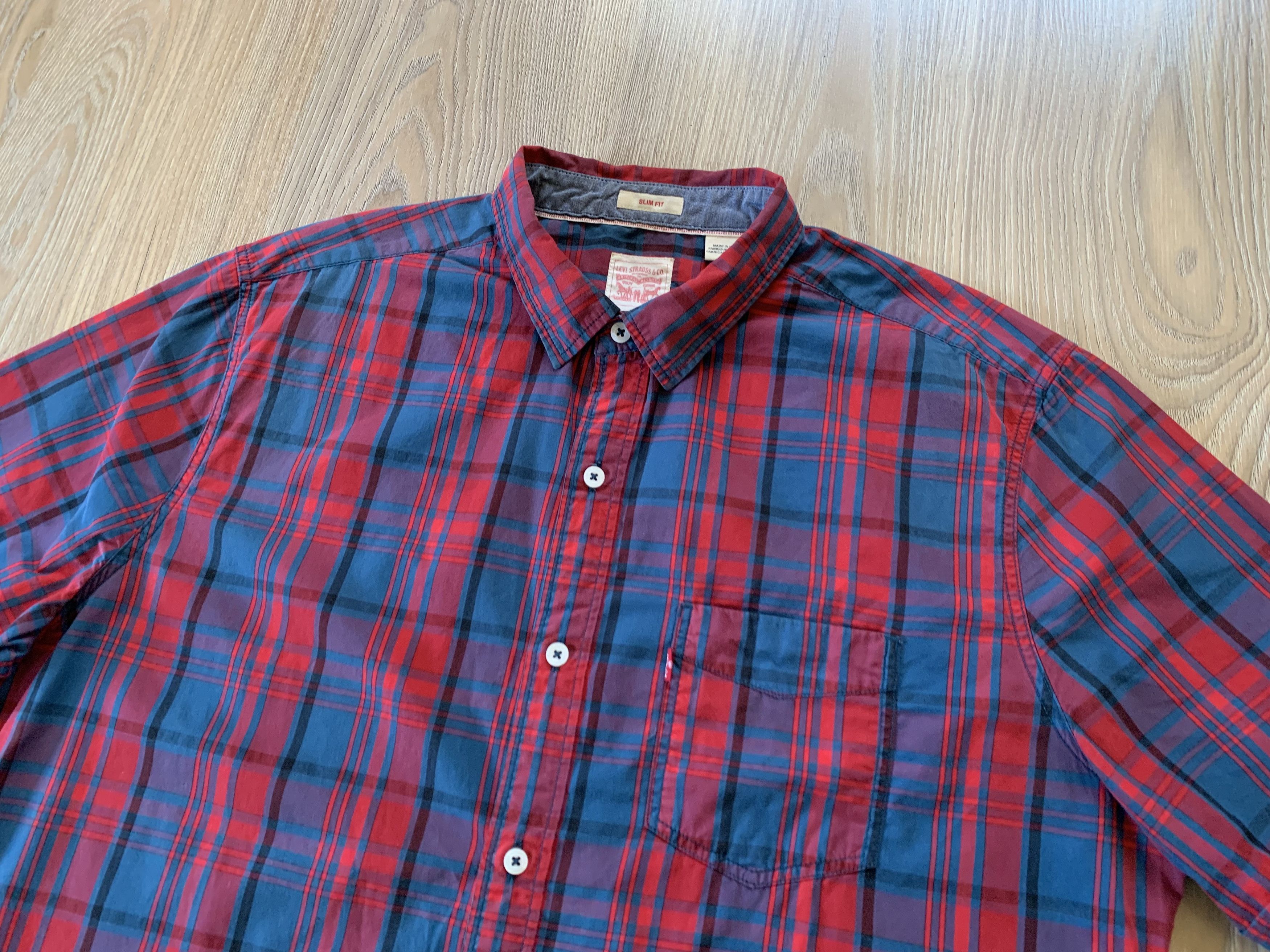 Levi's Levi's Slim Fit Short Sleeve Plaid Shirt Size US XL / EU 56 / 4 - 4 Thumbnail