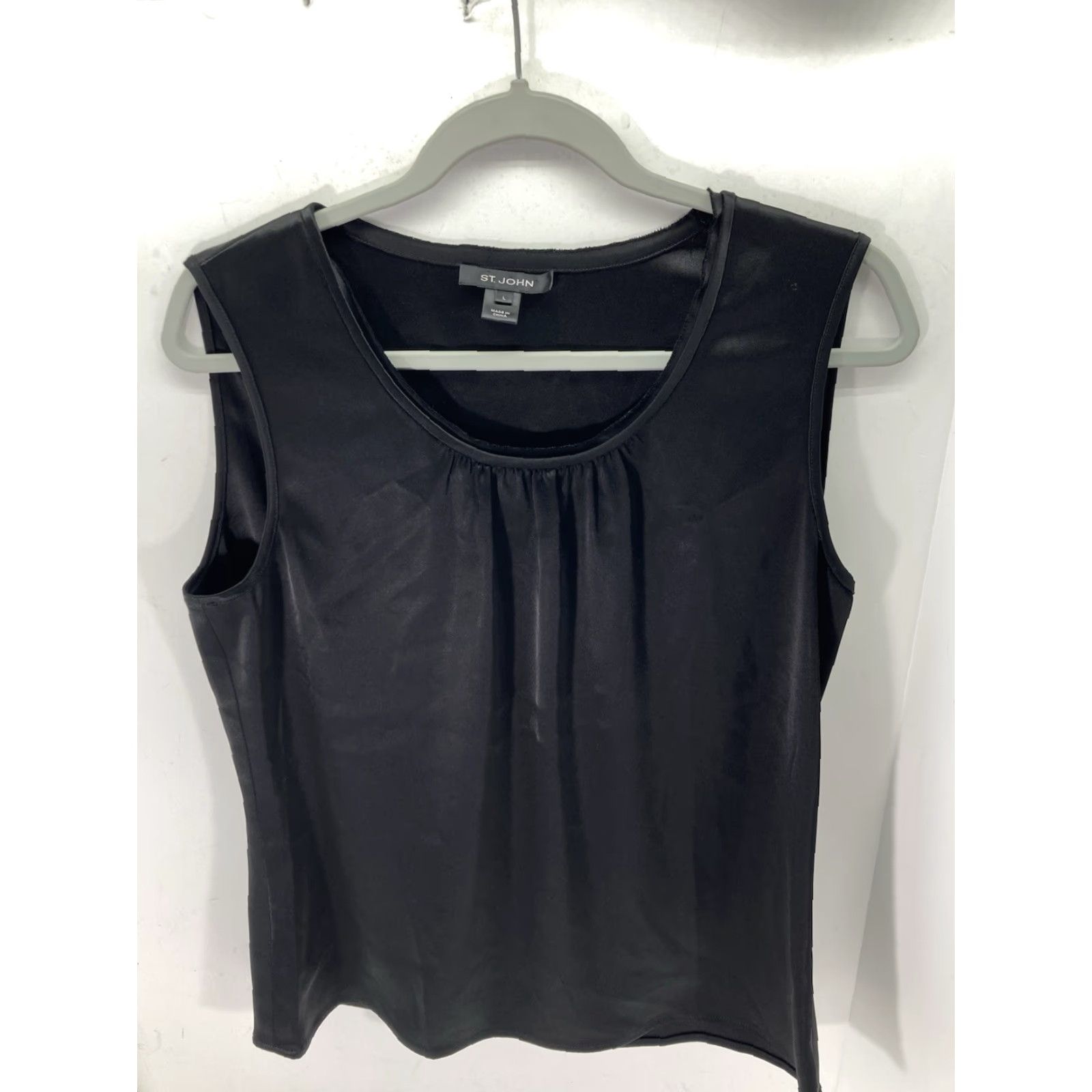 Vintage St John Tank Shirt Women Size Large Black Sleeveless Pullover Triacetate Stretch Size L / US 10 / IT 46 - 2 Thumbnail