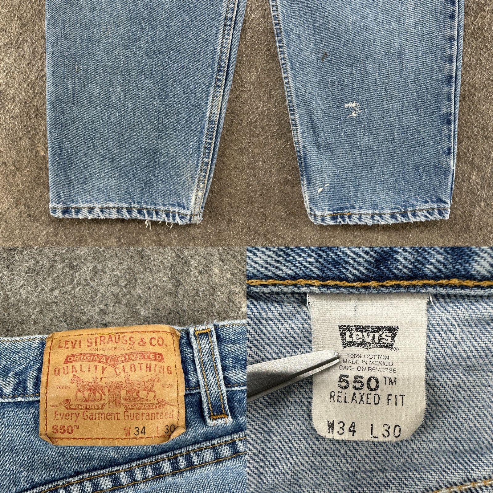 Levi's VINTAGE Levi's 550 Jeans Mens 34x30 Blue Relaxed Straight Light Wash Cotton 90s USA Mens Size US 34 / EU 50 - 9 Thumbnail