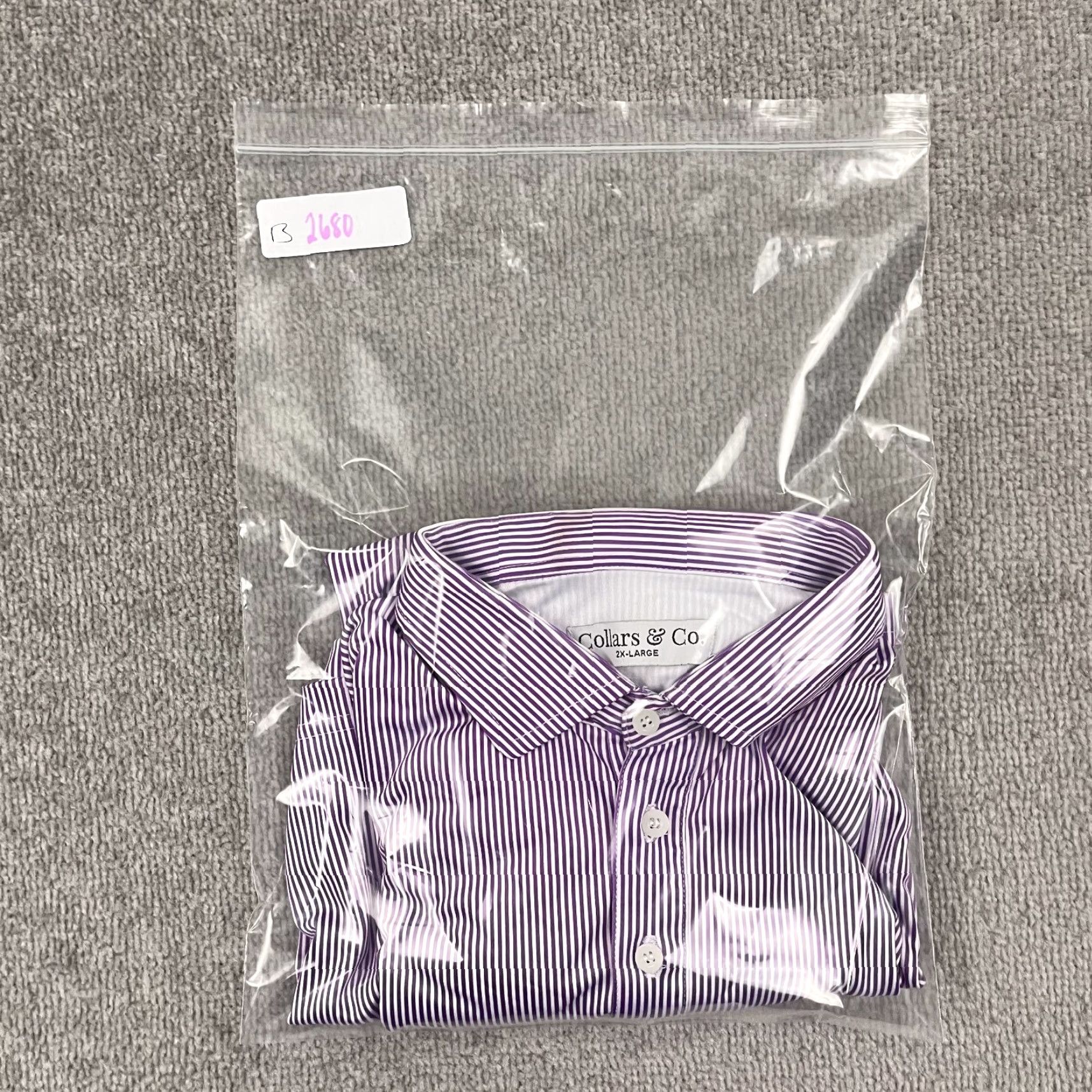 CO Collars & Co Dress Collar Polo Shirt Mens 2XL Purple White Striped Work Size 48R - 8 Thumbnail