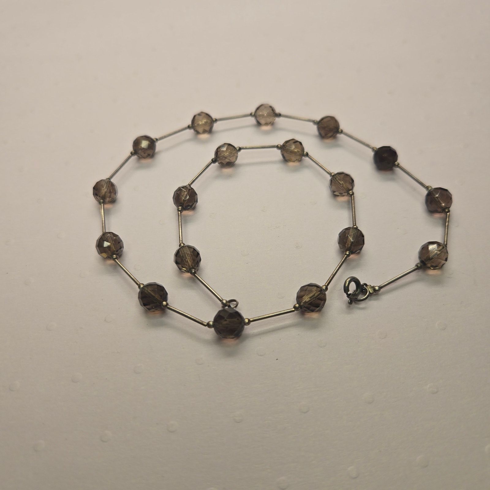 Vintage Vintage Sterling Silver FacetedSmoky Quartz Station Necklace Size ONE SIZE - 3 Thumbnail