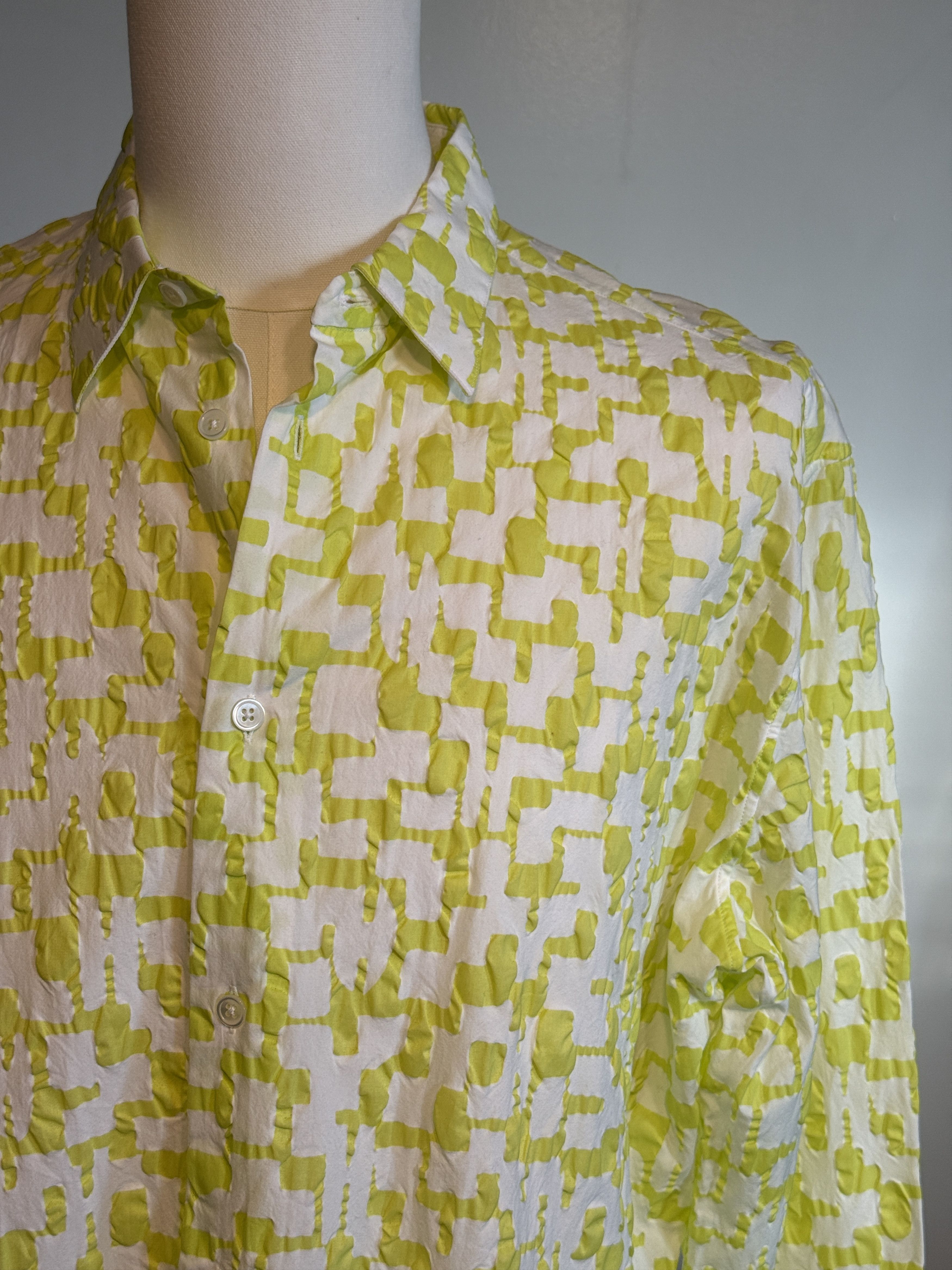 Hermes Hermès 2021SS Green White H Motif Cotton Button Down Shirt Size US XL / EU 56 / 4 - 2 Thumbnail