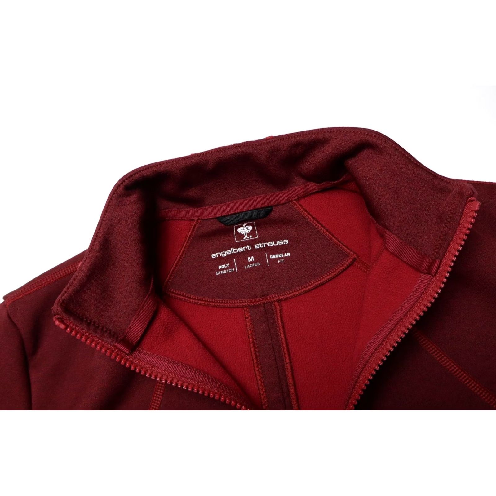 Vintage ENGELBERT STRAUSS Poly Stretch Regular Jacket Women's MEDIUM Softshell Fleece Burgundy Zip Mock Neck All Seasons Womens Regular Jacket Size M / US 6-8 / IT 42-44 - 4 Thumbnail
