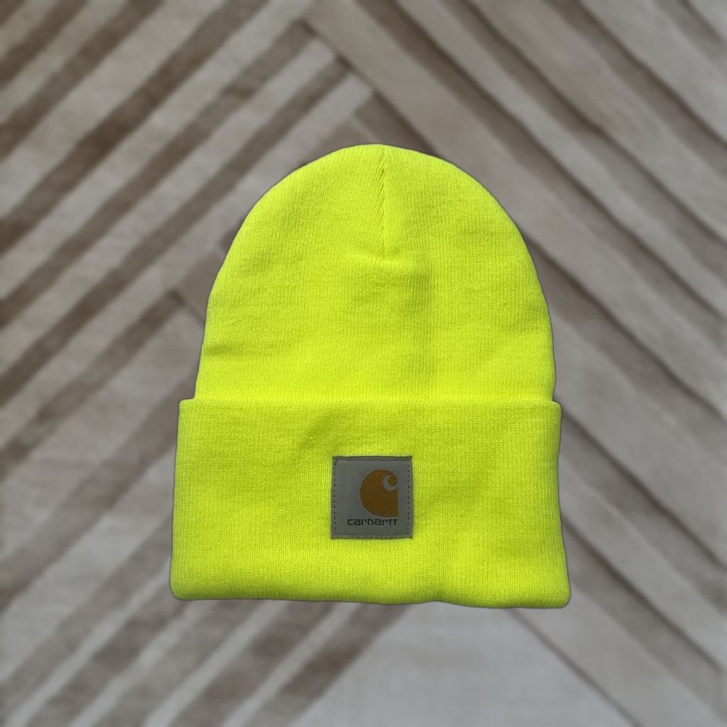 Carhartt Carhartt Beanie Knit Hat - High Visibility Neon Yellow Safety Workwear Cuffed Cap Mens One Size Size ONE SIZE - 1 Thumbnail