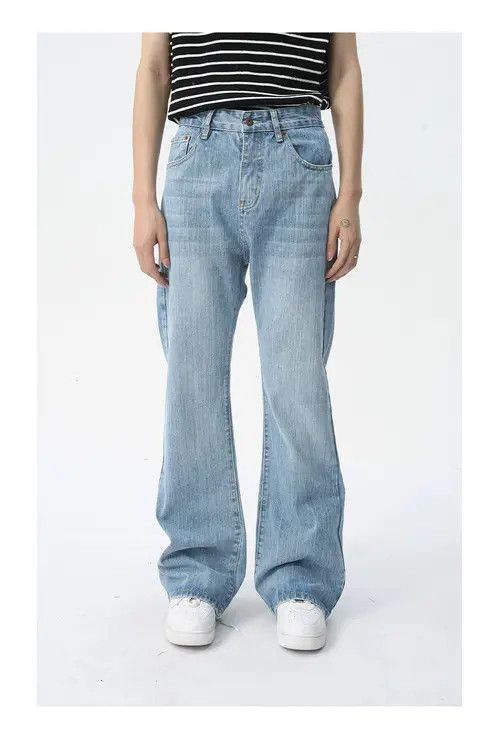 Pants Light blue washed flared jeans trend